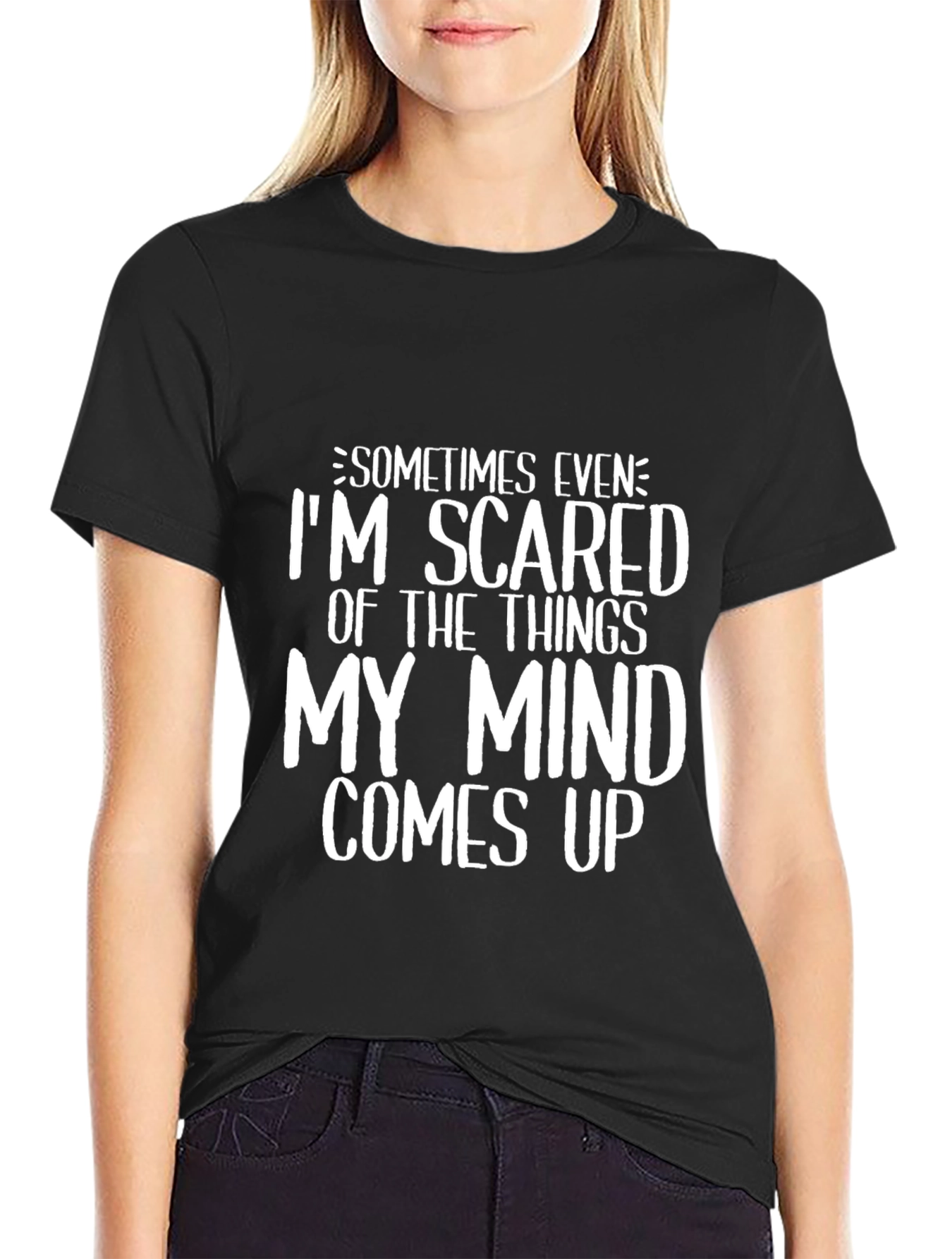 Black Funny Graphic Tee: I'm Scared of My Mind view 2
