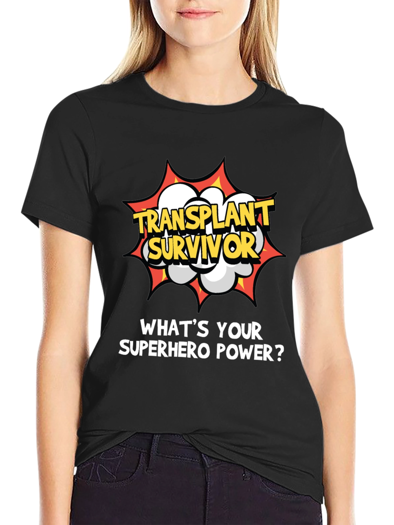 Black Transplant Survivor Superhero Tee view 2