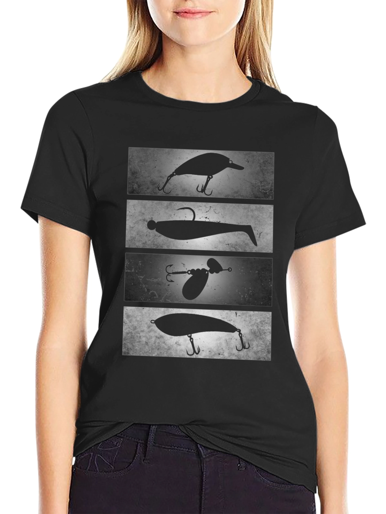 Black Fishing Lure Tee - Angler's Choice Graphic T-Shirt view 2