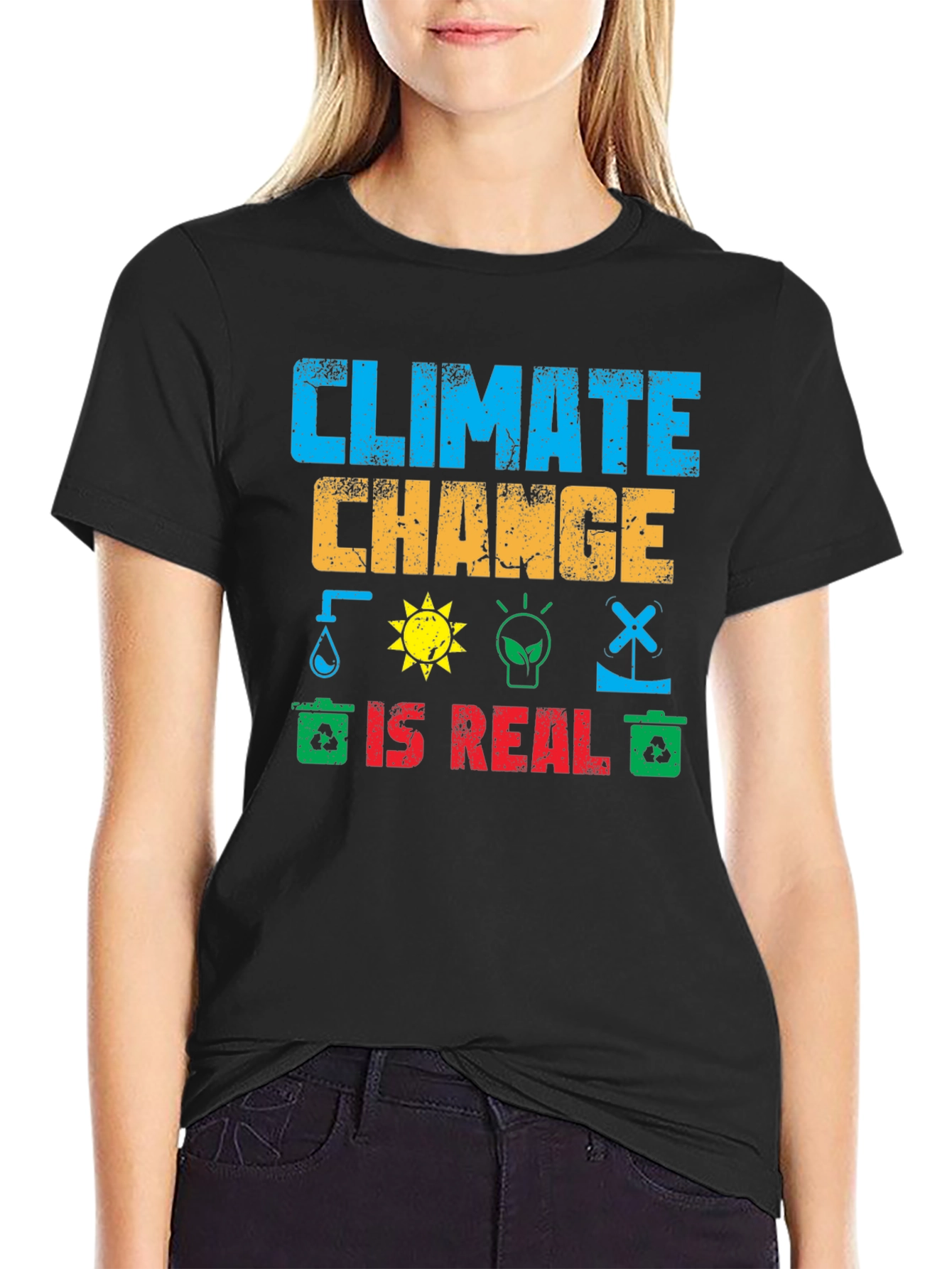 Black Climate Change is Real Graphic T-Shirt view 2
