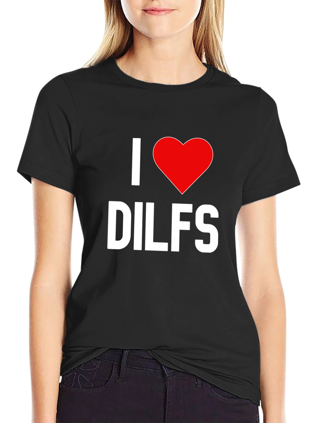 Black I Love DILFS Graphic Tee - Bold Statement Shirt view 2