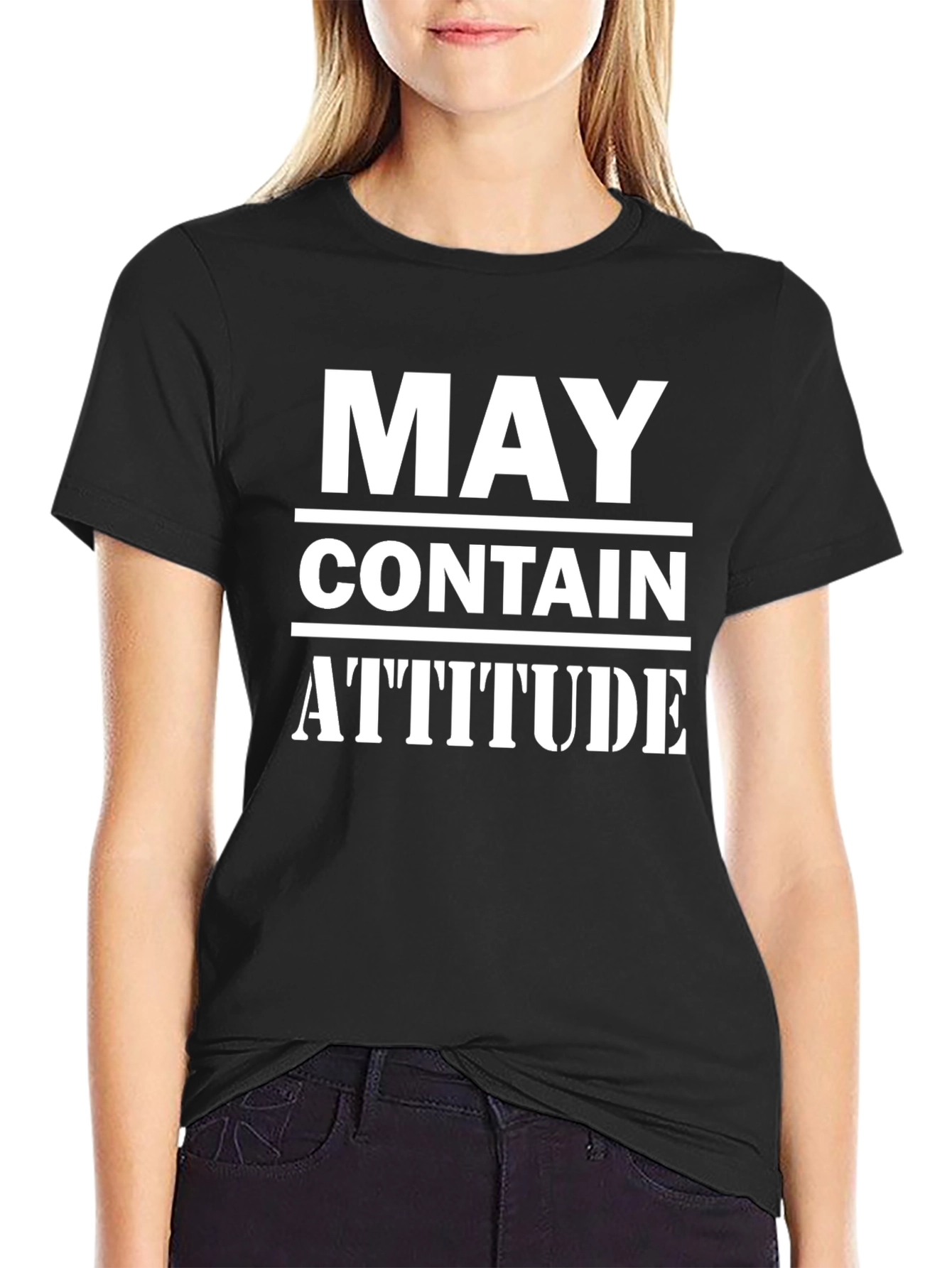Black May Contain Attitude Graphic Tee view 2