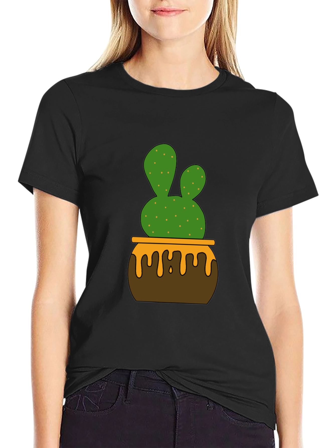 Black Cactus in Pot Graphic Tee - Stylish Unisex T-Shirt view 2