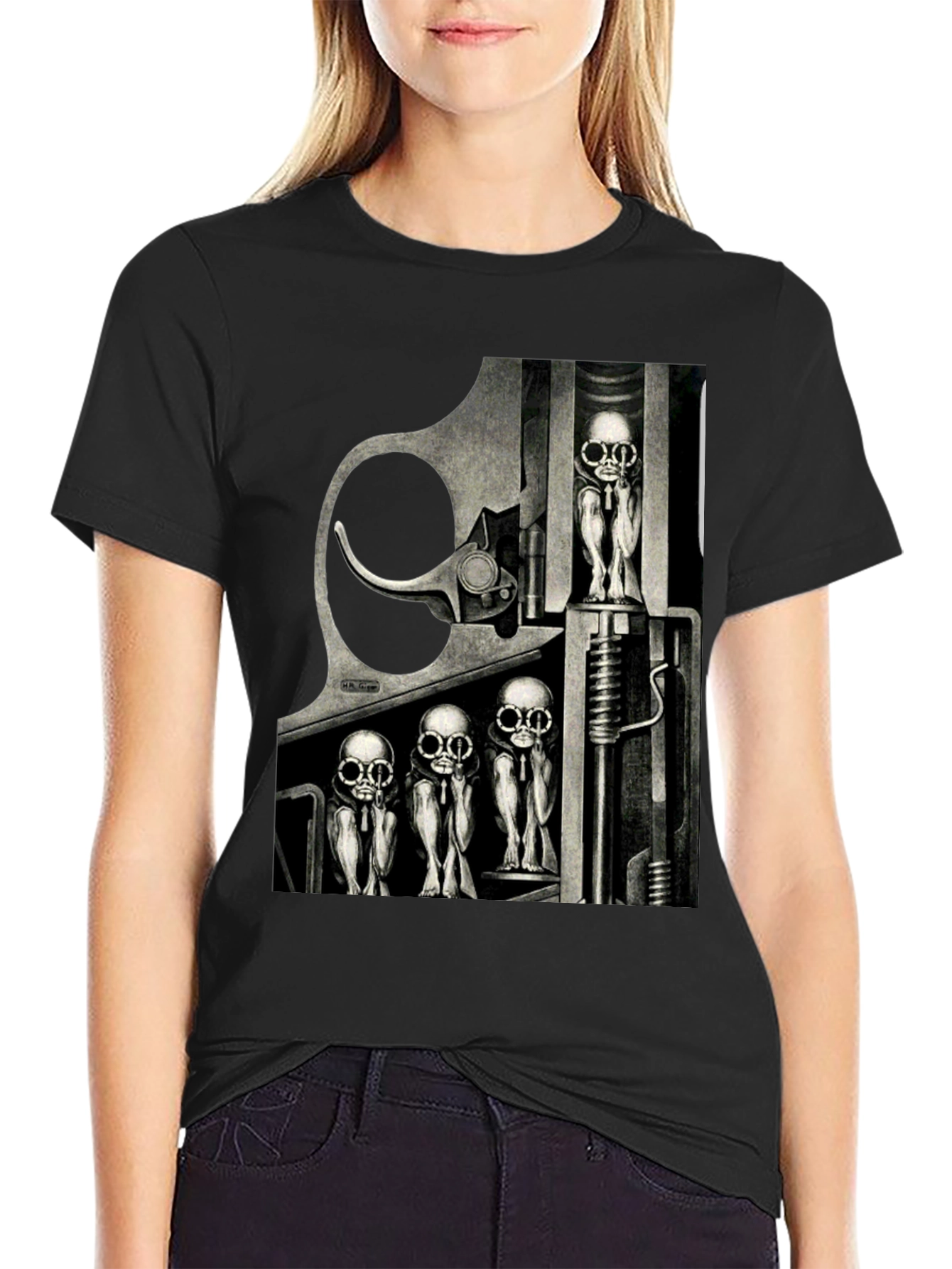 Black Surreal Art Graphic T-Shirt - Edgy Design view 2