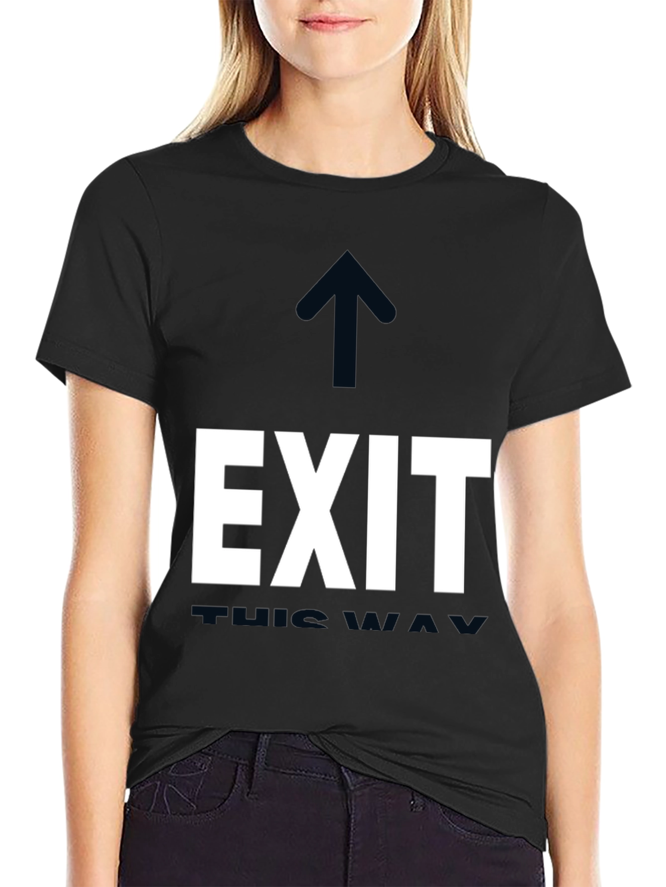 Black Exit This Way Graphic Tee - Black Cotton T-Shirt view 2
