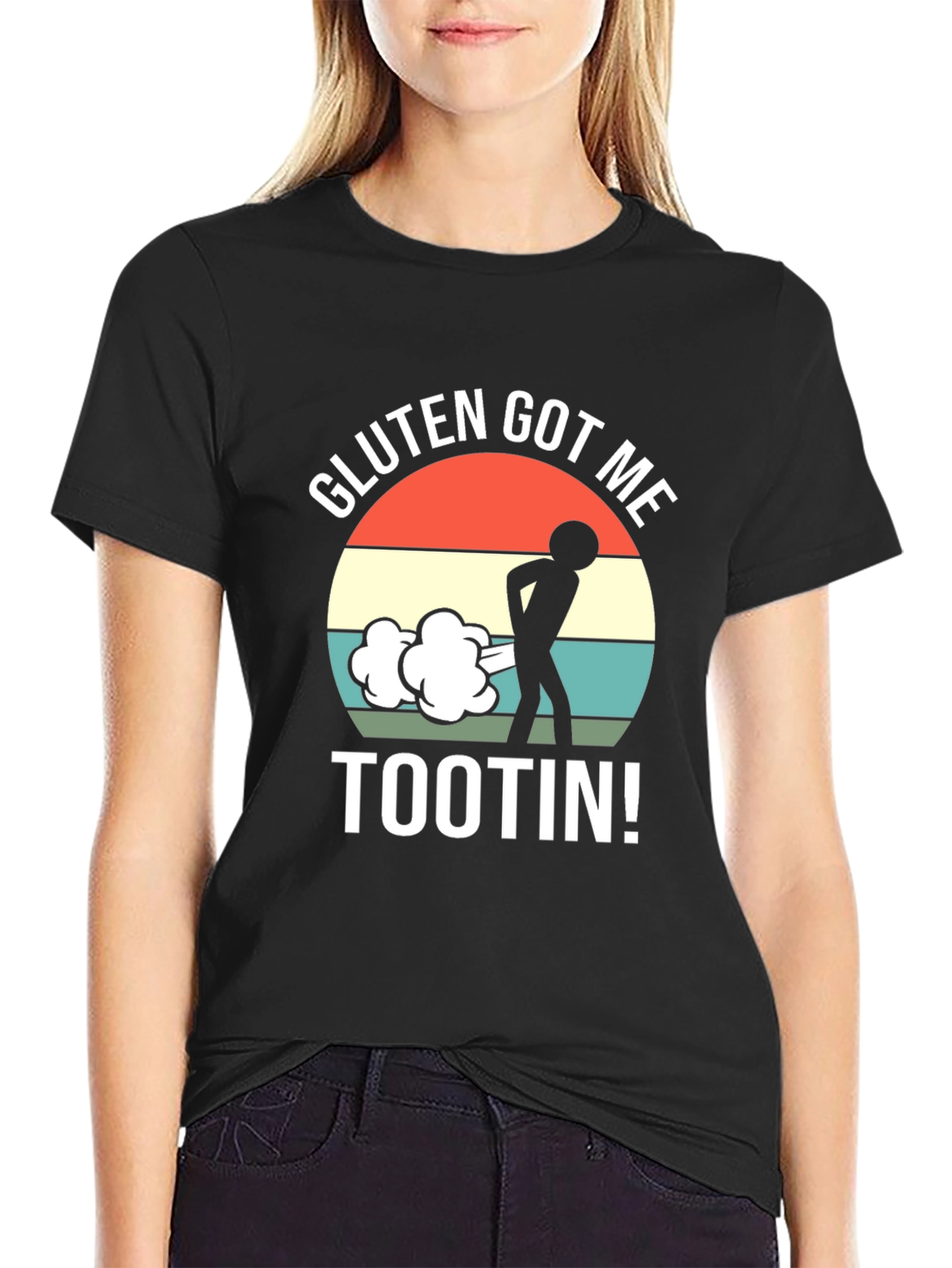 Black Gluten Got Me Tootin' Graphic T-Shirt view 2