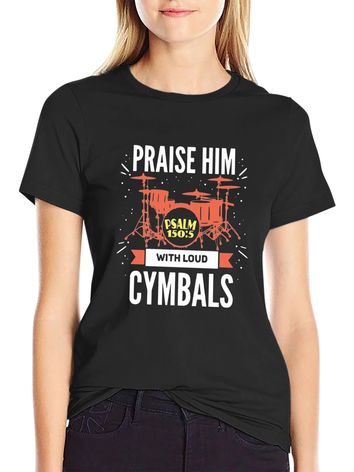 Black Praise Him With Loud Cymbals Graphic Tee view 2