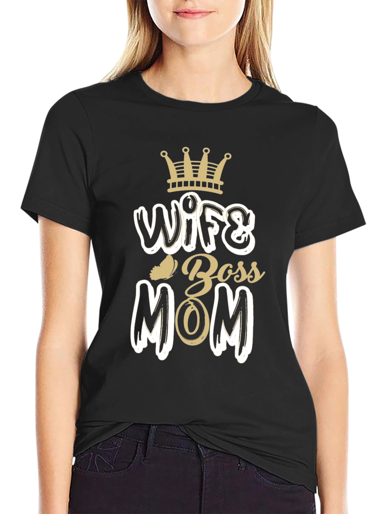 Black Wife Boss Mom Graphic Tee - Trendy Comfort view 2