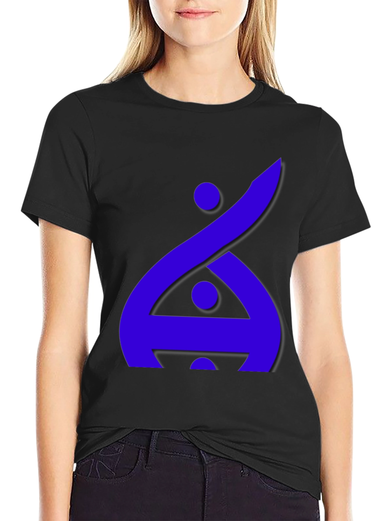 Black Modern Graphic Tee - Blue Abstract Design on Black view 2
