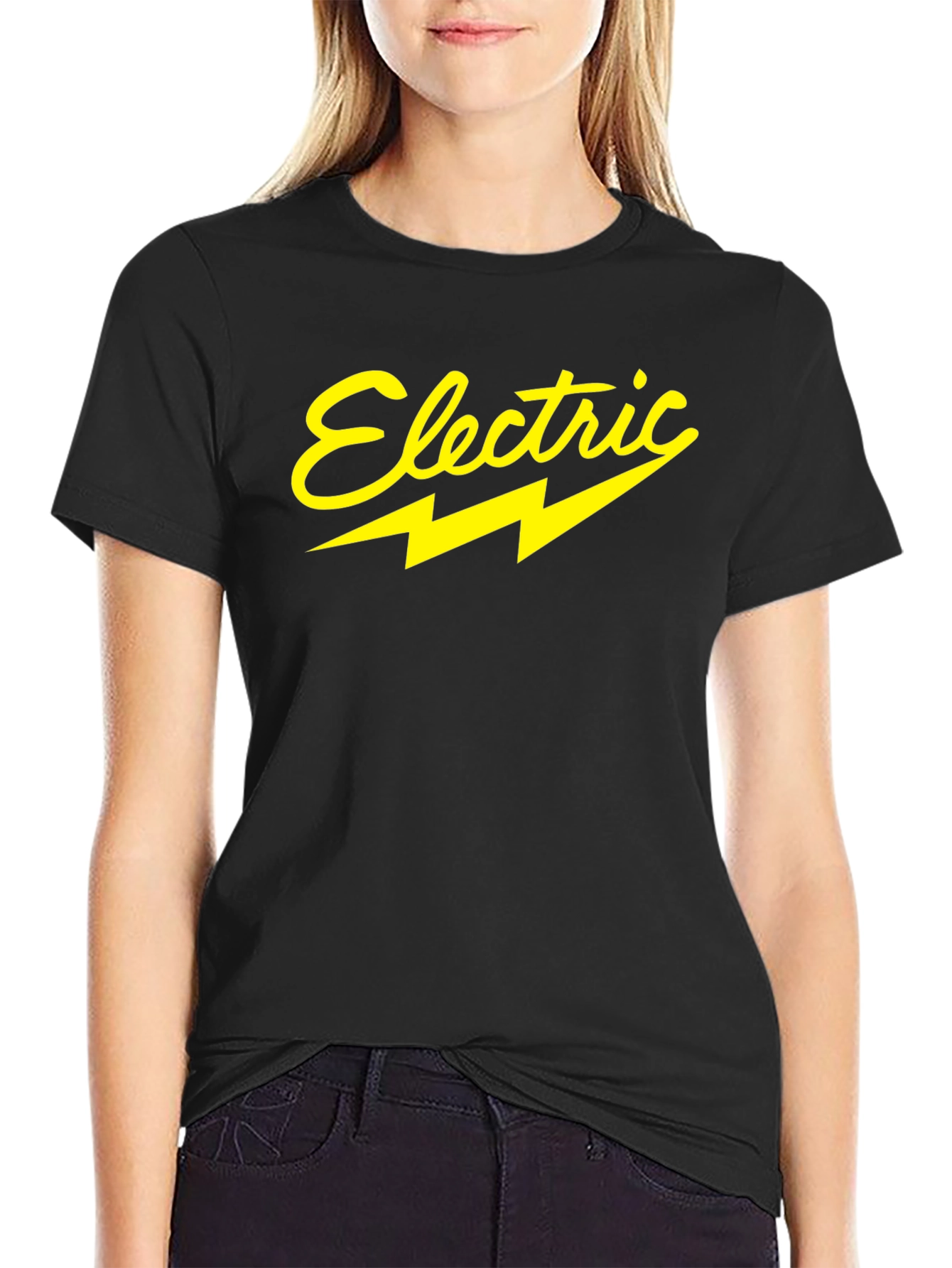 Black Electric Bolt Graphic Black T-Shirt view 2