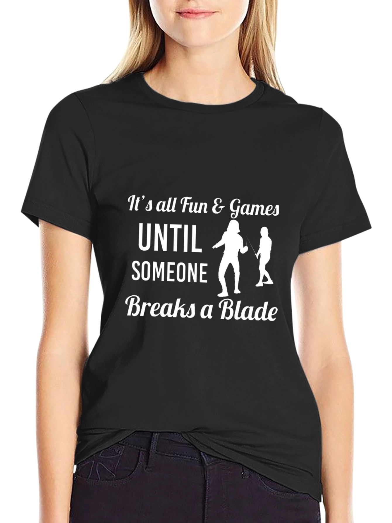 Black Funny Fencing T-Shirt: It's All Fun & Games view 2
