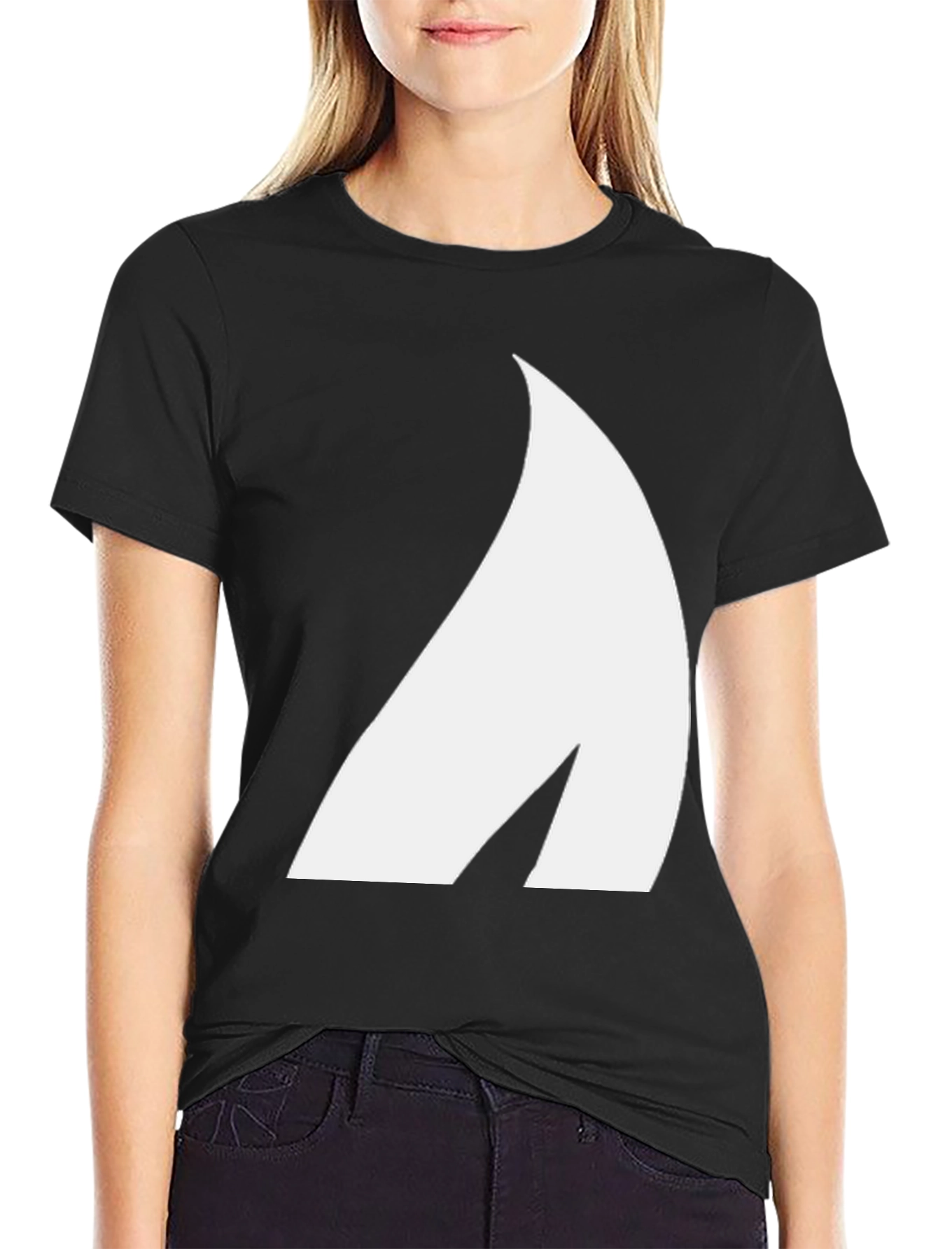 Black Modern Graphic Tee - Black Cotton Blend view 2