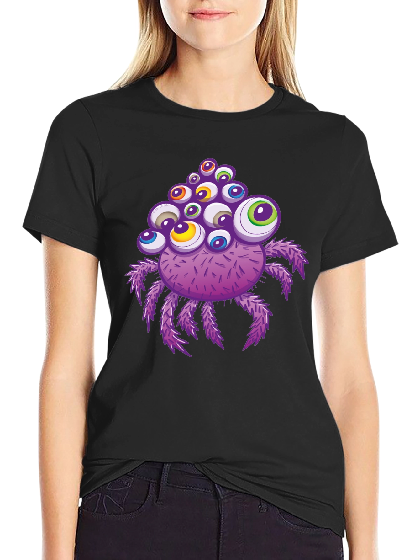 Black Eye-Catching Spider Graphic T-Shirt view 2