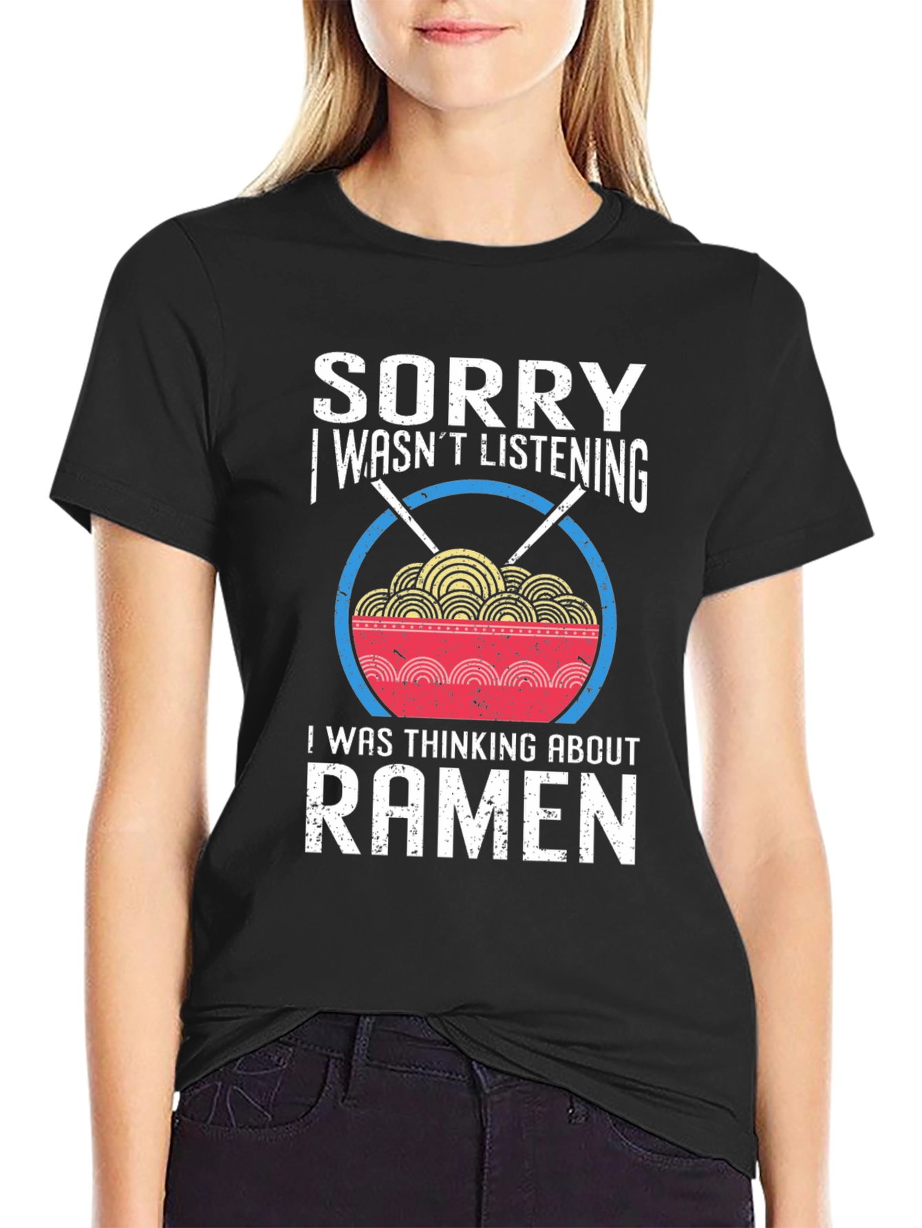 Black Sorry Ramen T-Shirt - Funny Noodle Bowl Tee view 2