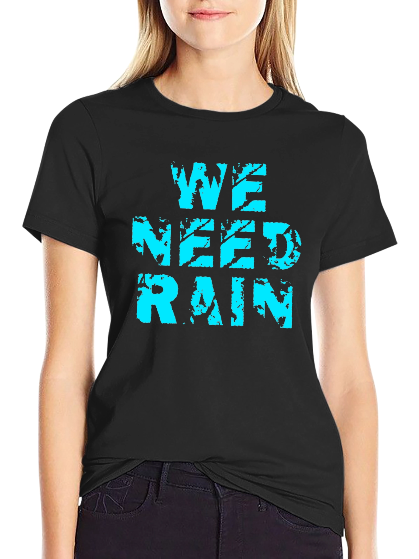 Black We Need Rain Graphic Tee - Soft Cotton Blend view 2