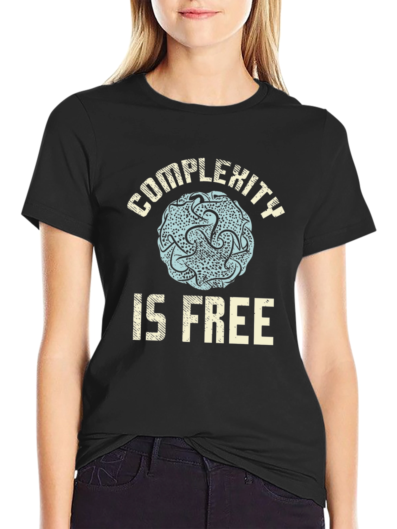 Black Complexity is Free Graphic Tee - Black Casual T-Shirt view 2