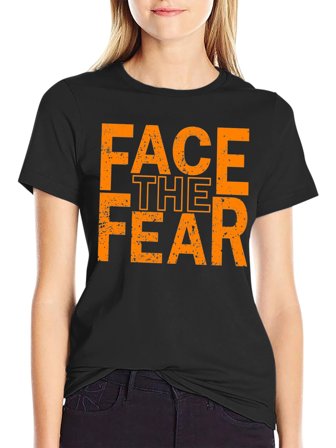 Black Face The Fear Graphic Tee - Black Cotton T-Shirt view 2