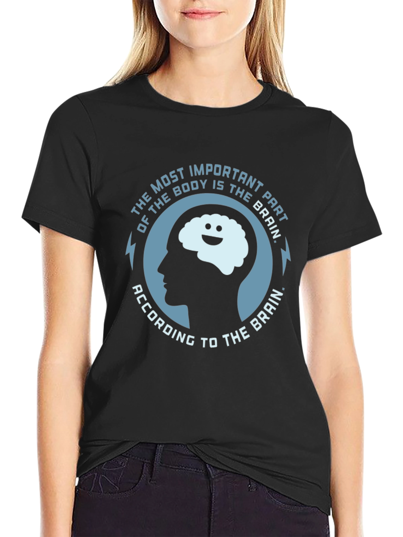 Black Brain Humor T-Shirt - Most Important Part of the Body view 2