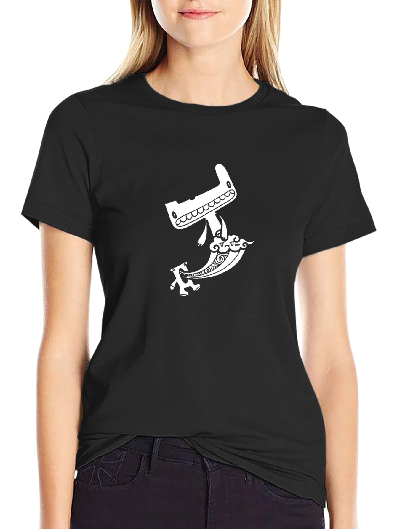 Black Men's Black Graphic T-Shirt - Whimsical Cleaver Design view 2