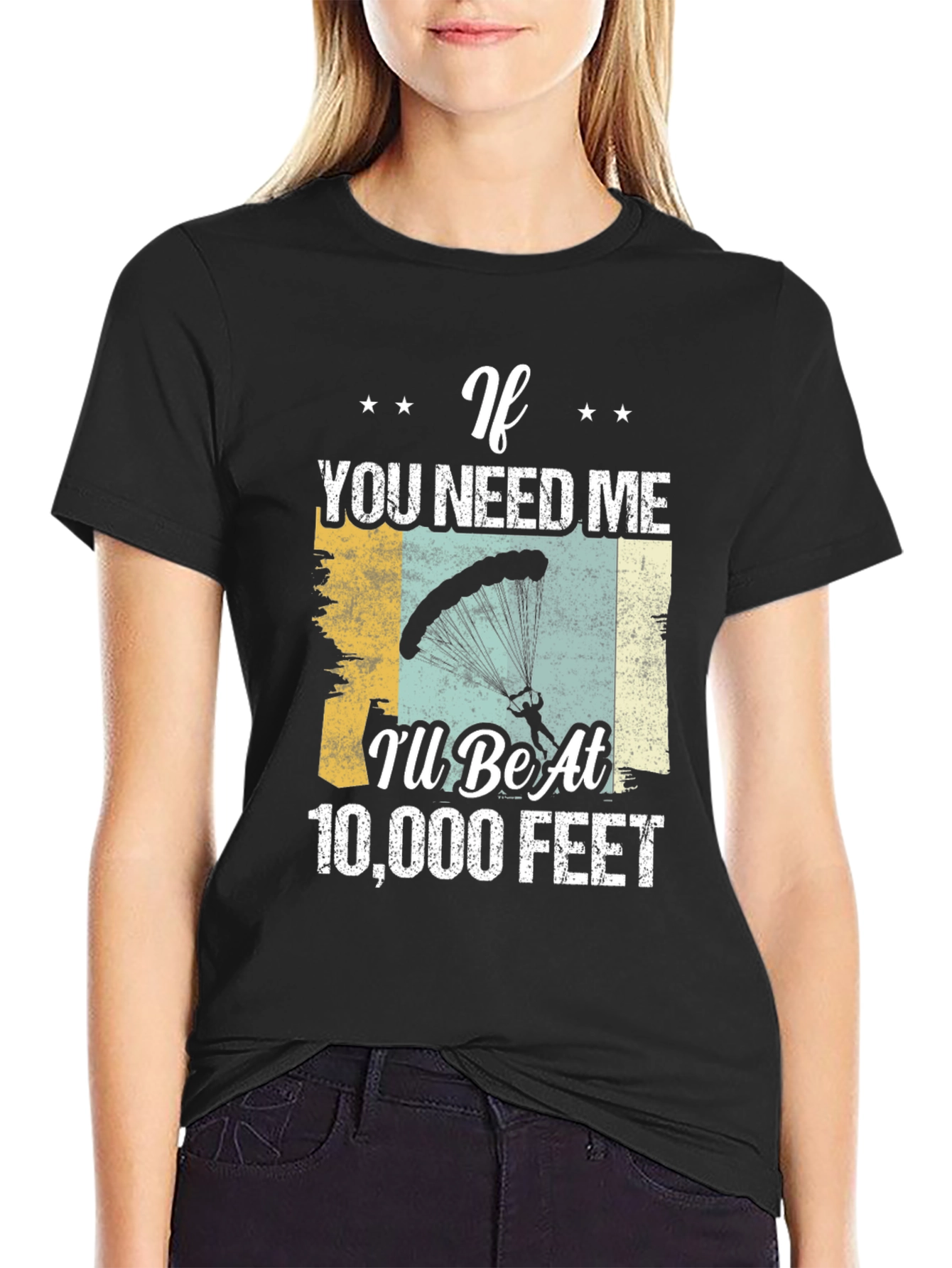 Black Skydiving T-Shirt - If You Need Me 10,000 Feet view 2