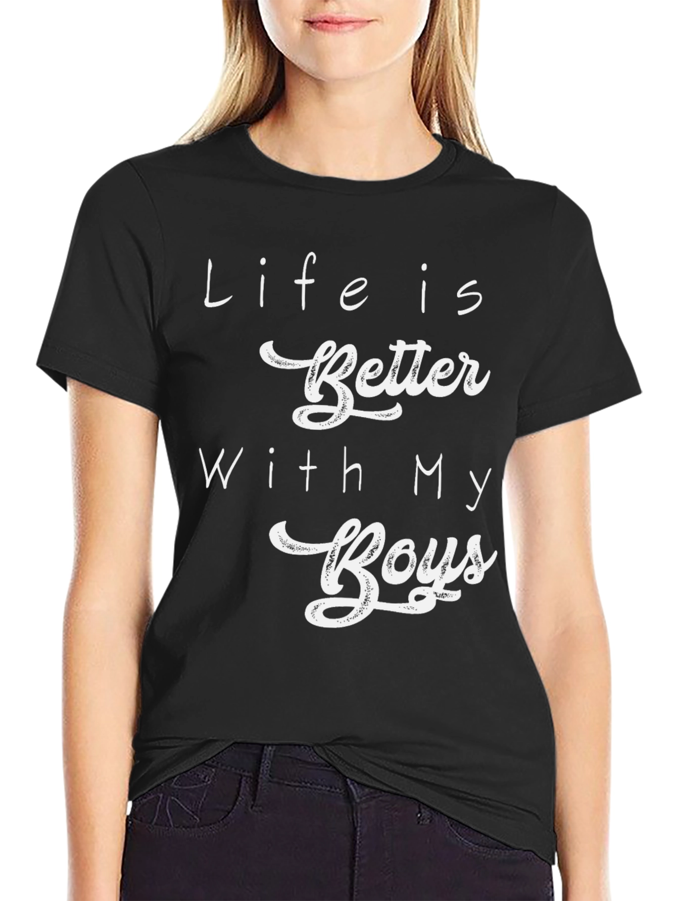 Black Life is Better with My Boys Black T-Shirt view 2