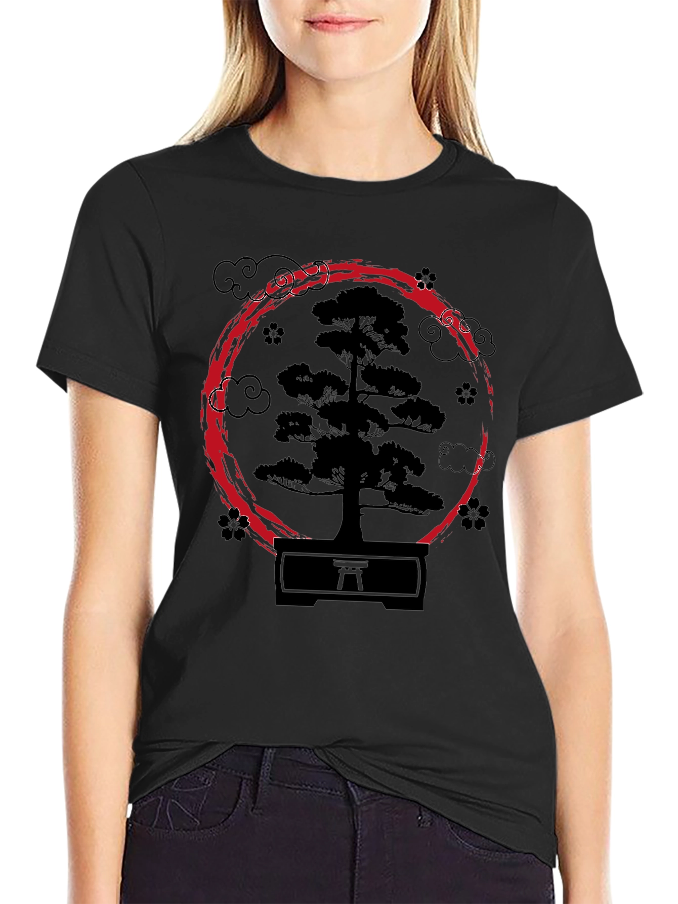Black Zen Bonsai Tree Graphic Tee - Japanese Art Shirt view 2