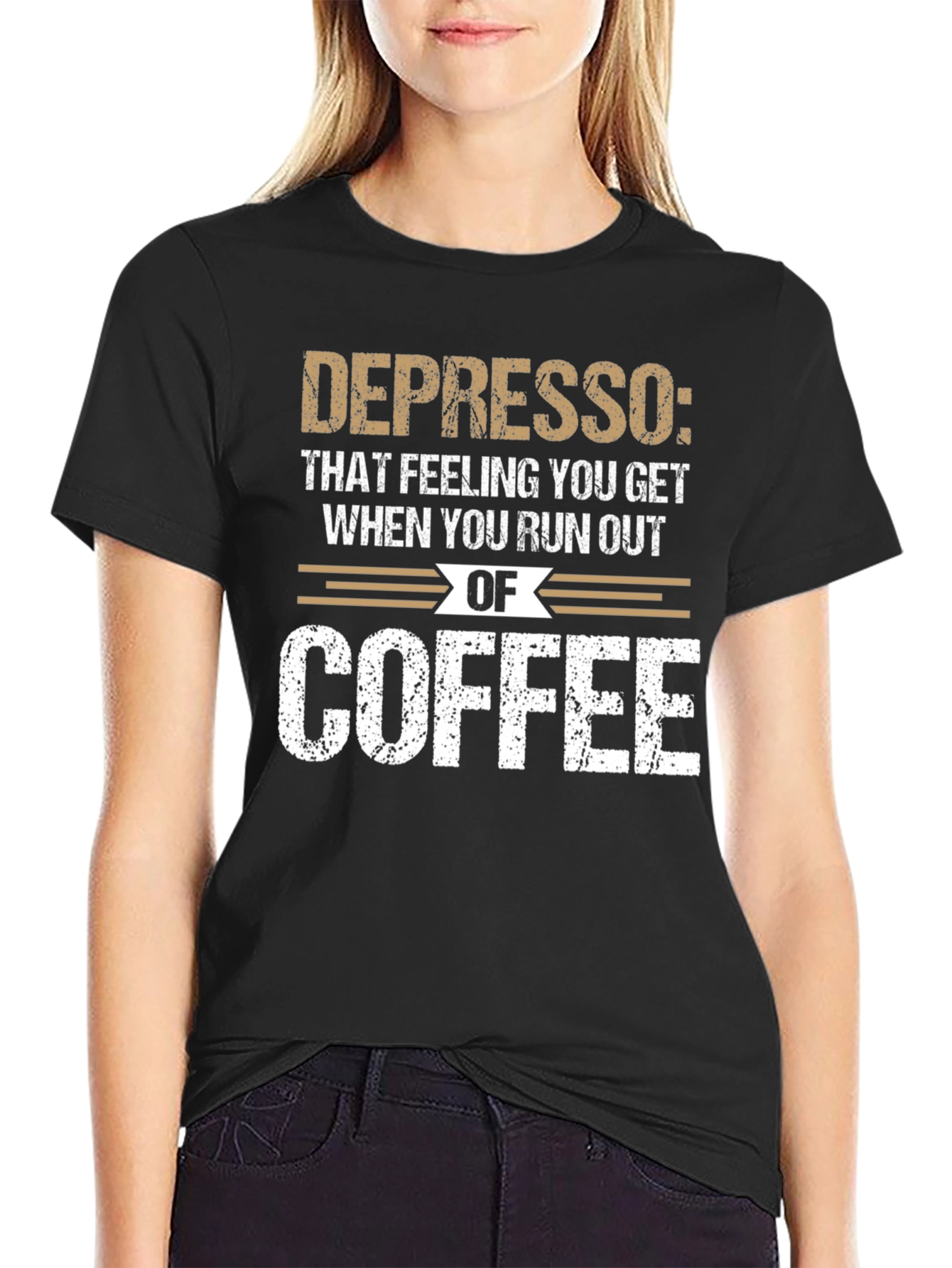 Black Depresso Coffee T-Shirt: Funny Caffeine Humor Tee view 2