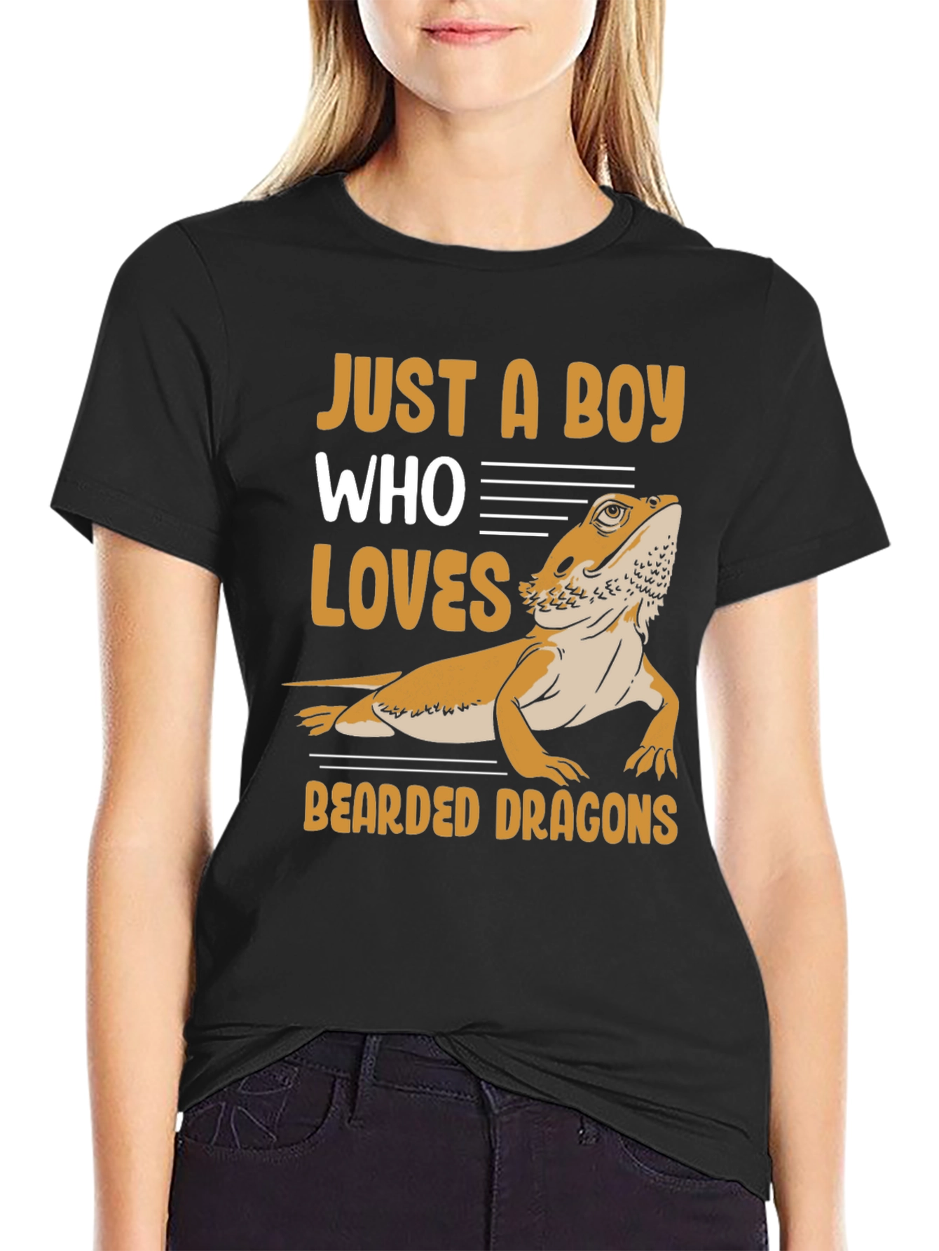 Black Boy Who Loves Bearded Dragons T-Shirt view 2