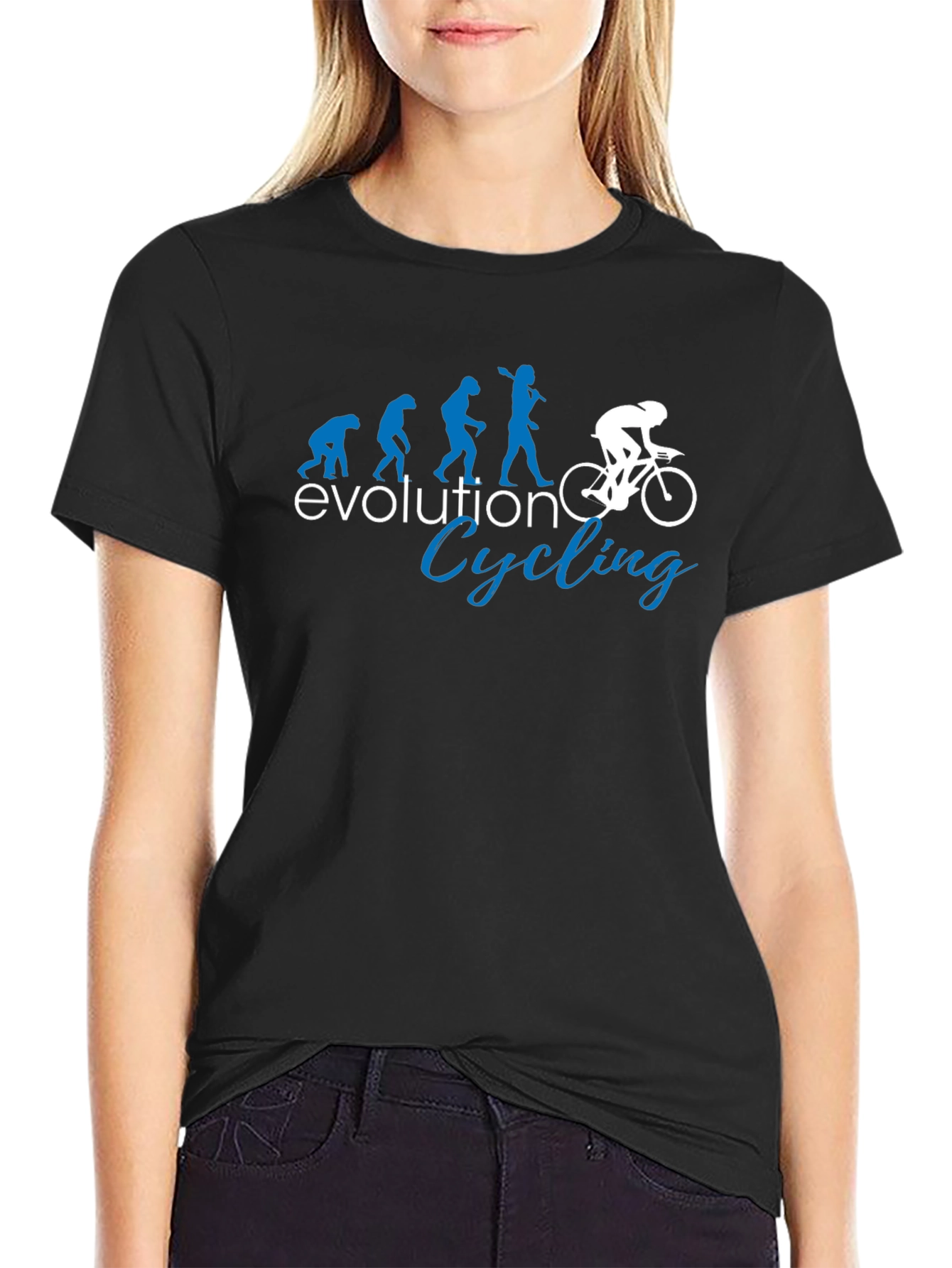 Black Evolution Cycling T-Shirt - Funny Bike Rider Tee view 2