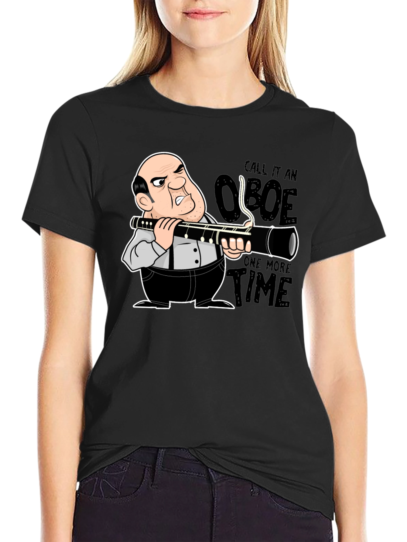 Black Funny Clarinet T-Shirt - Call it an Oboe! view 2