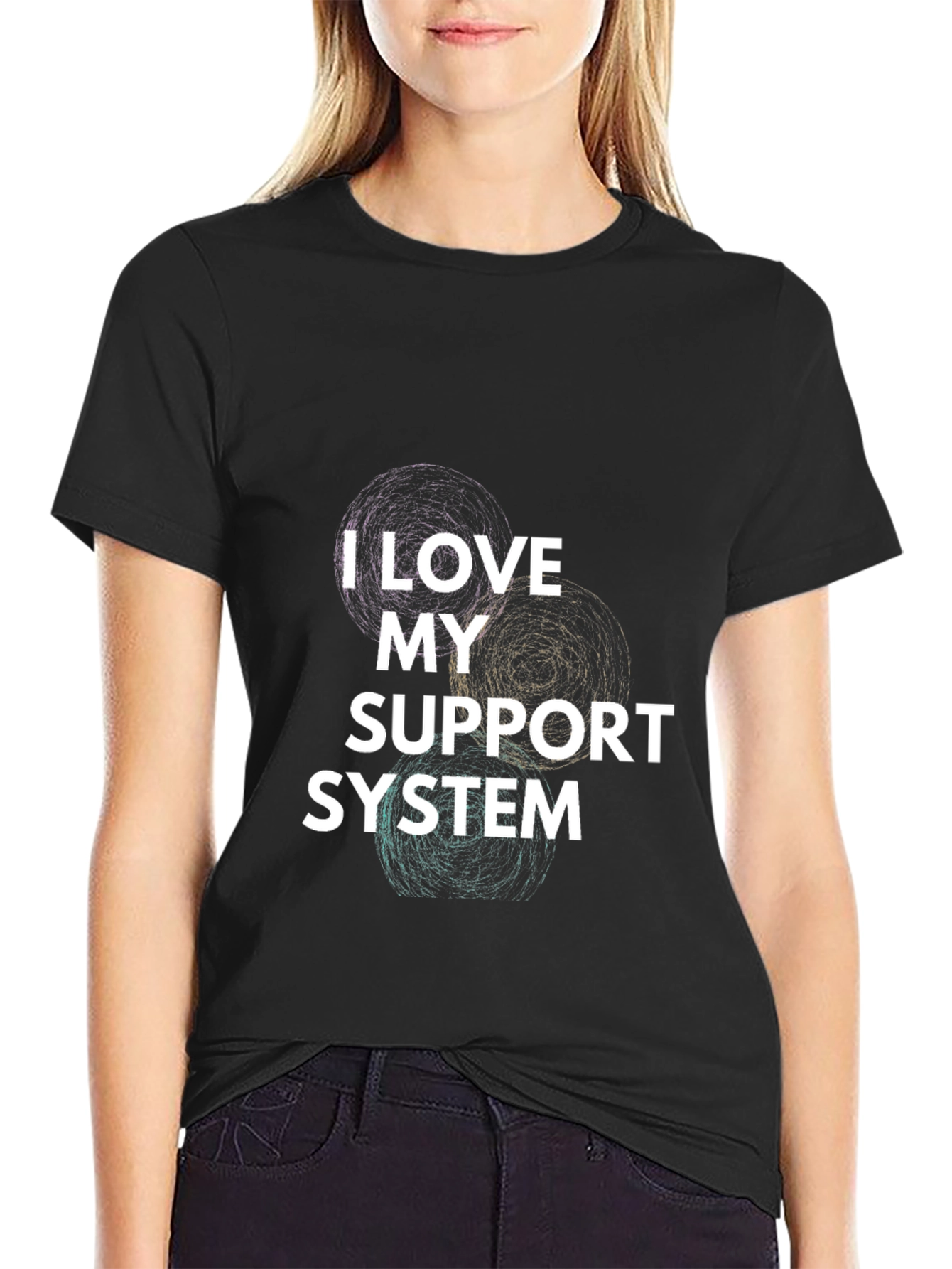 Black I Love My Support System Graphic Tee view 2