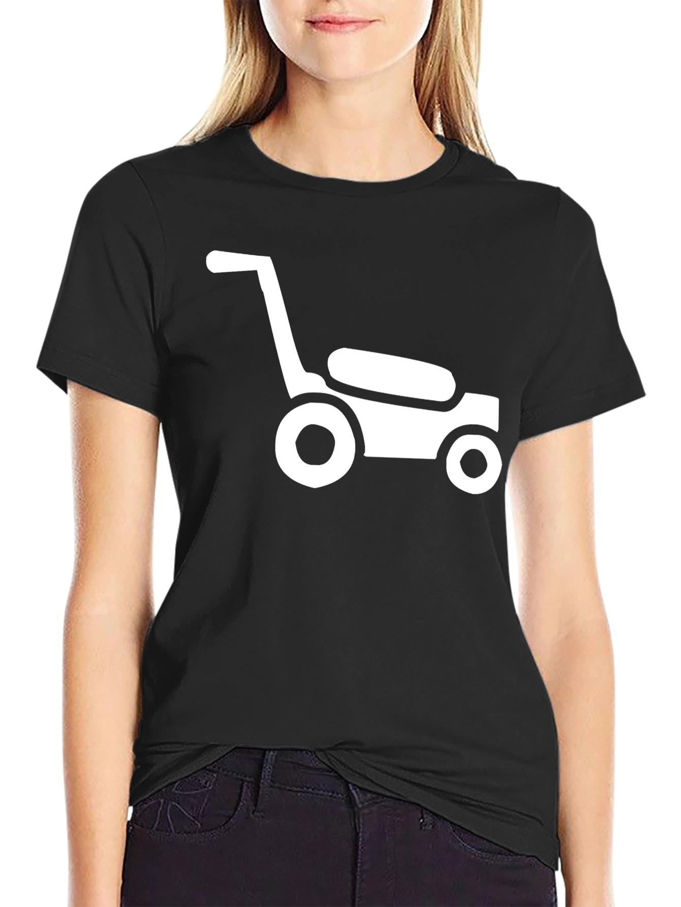 Black Lawn Mower Graphic Tee - Black Cotton Casual Shirt view 2