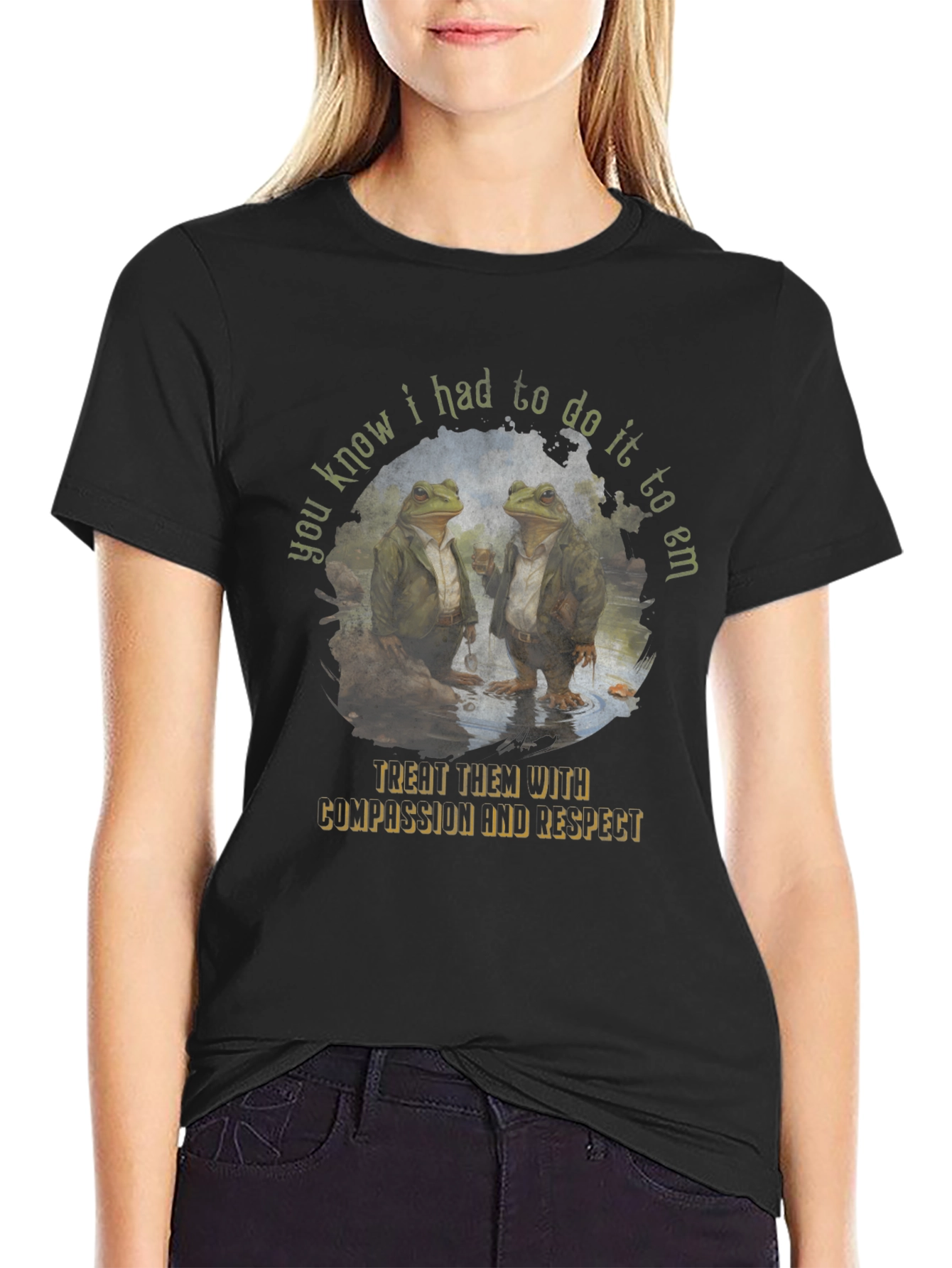 Black Dapper Frogs T-Shirt - "You Know I Had to Do It to Em" view 2