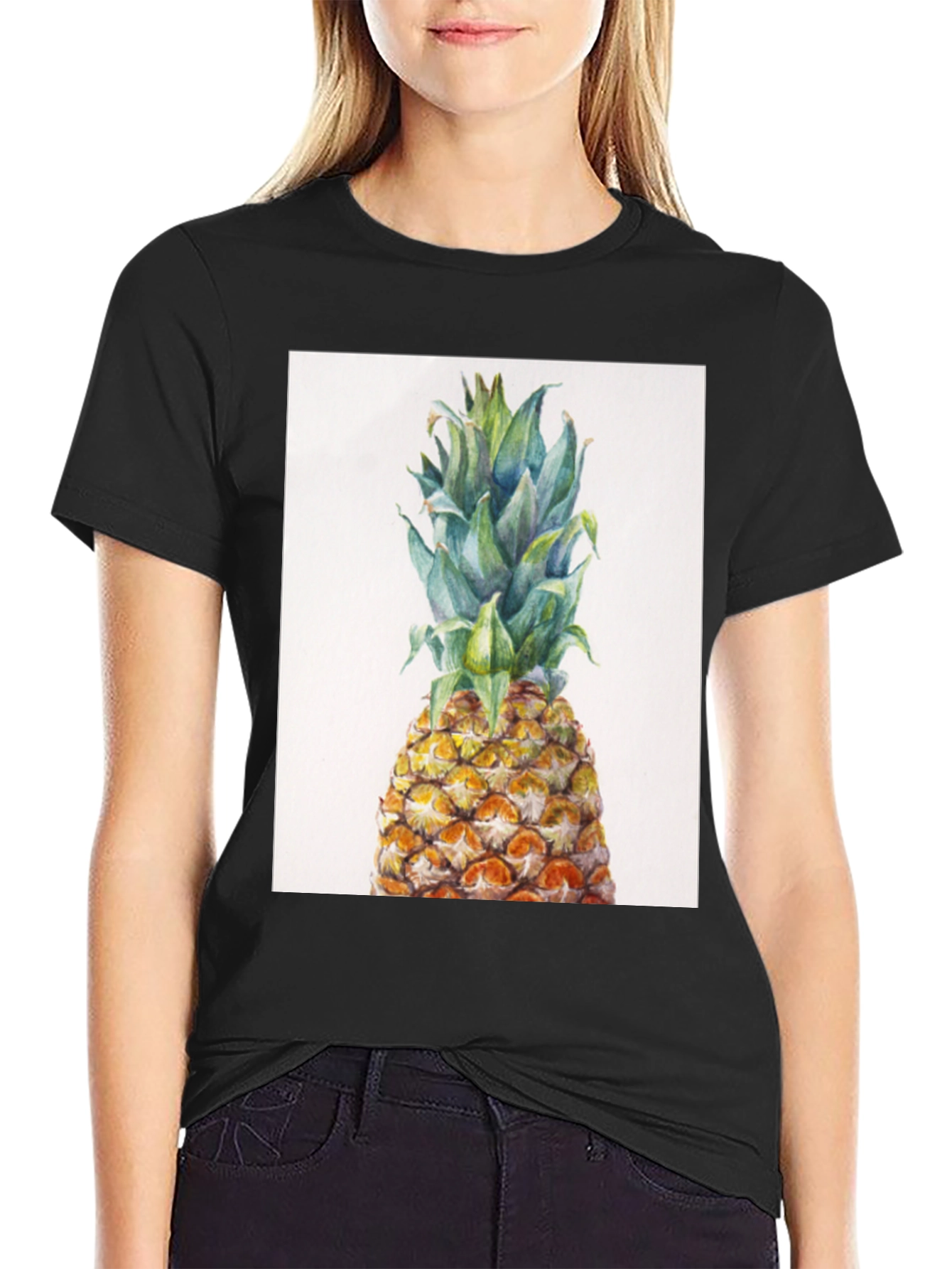 Black Pineapple Graphic Tee - Tropical Fruit Design view 2