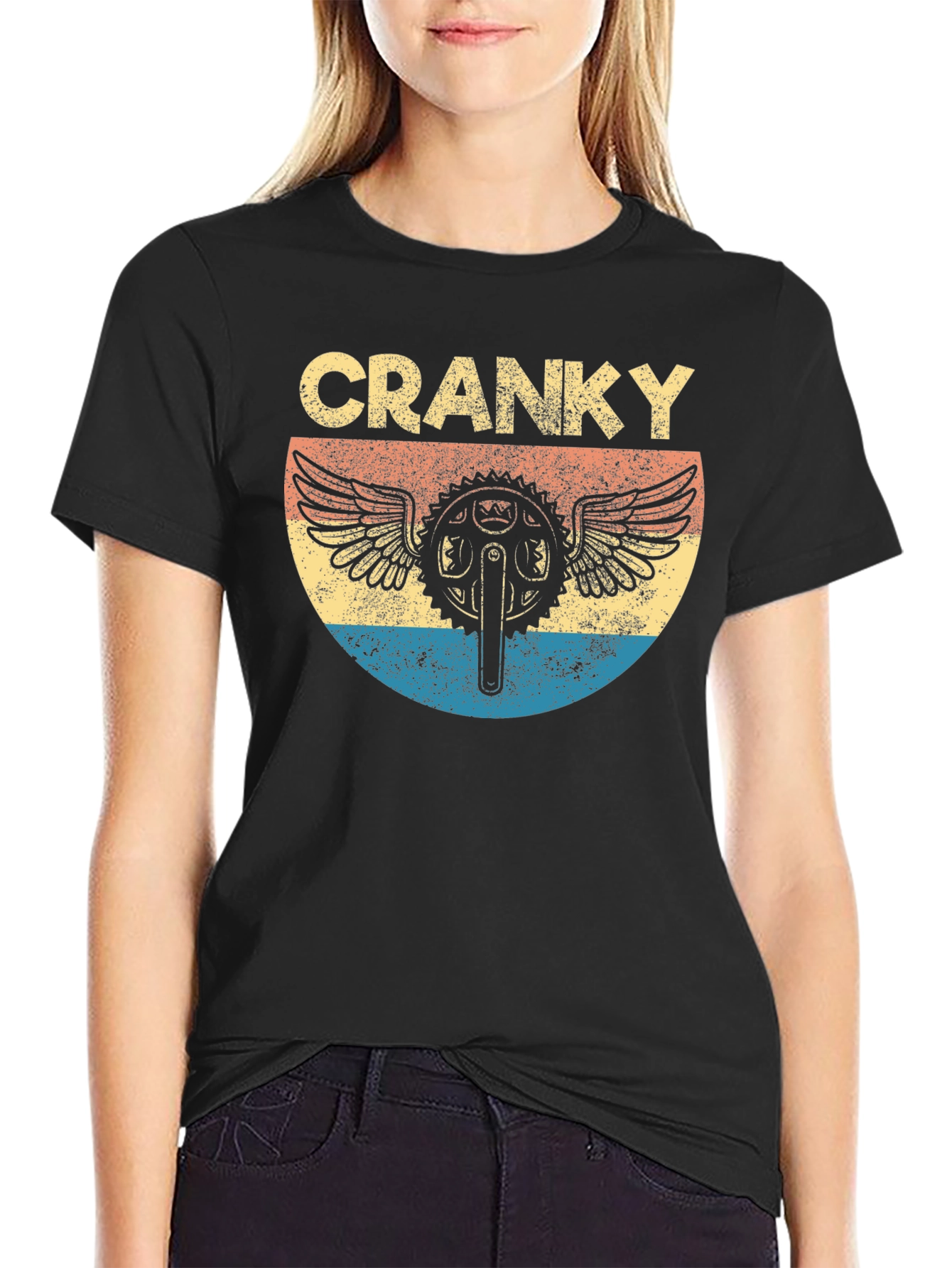Black Cranky Bike Gear Graphic T-Shirt view 2