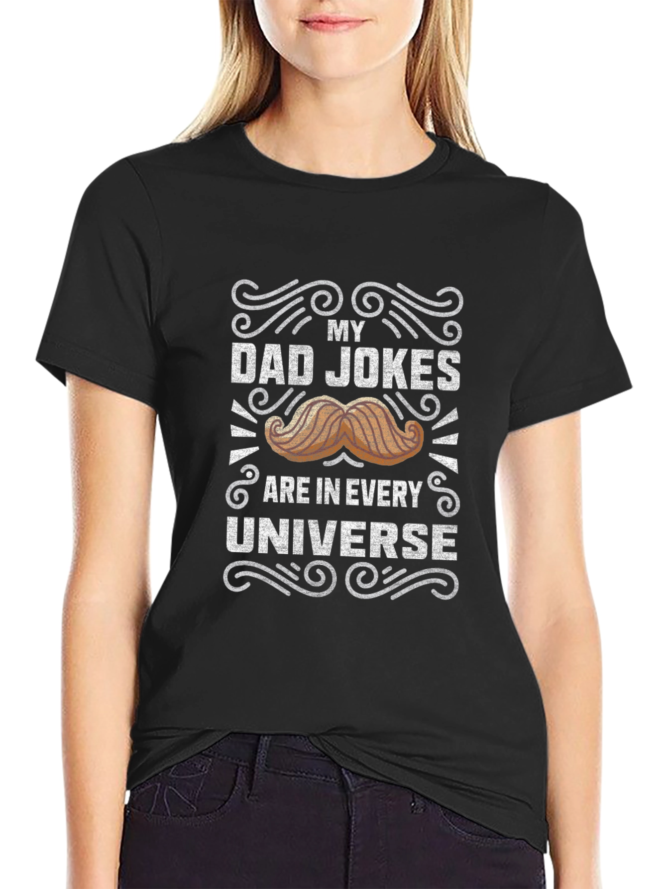 Black My Dad Jokes Are In Every Universe T-Shirt view 2