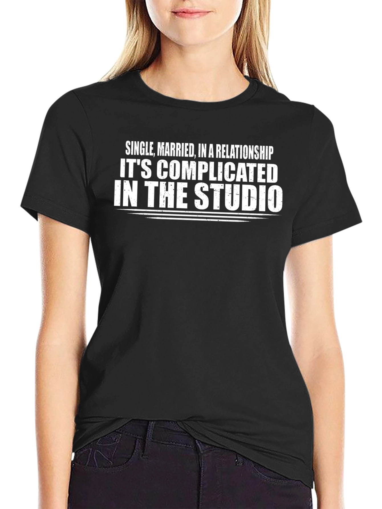 Black It's Complicated in the Studio Black Graphic T-Shirt view 2