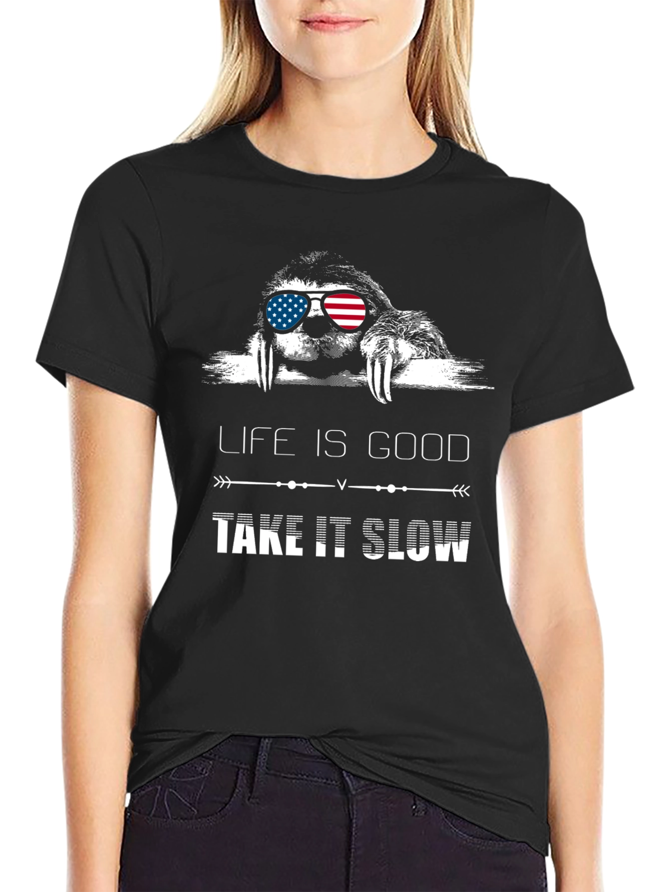 Black Life is Good Take It Slow Sloth T-Shirt view 2