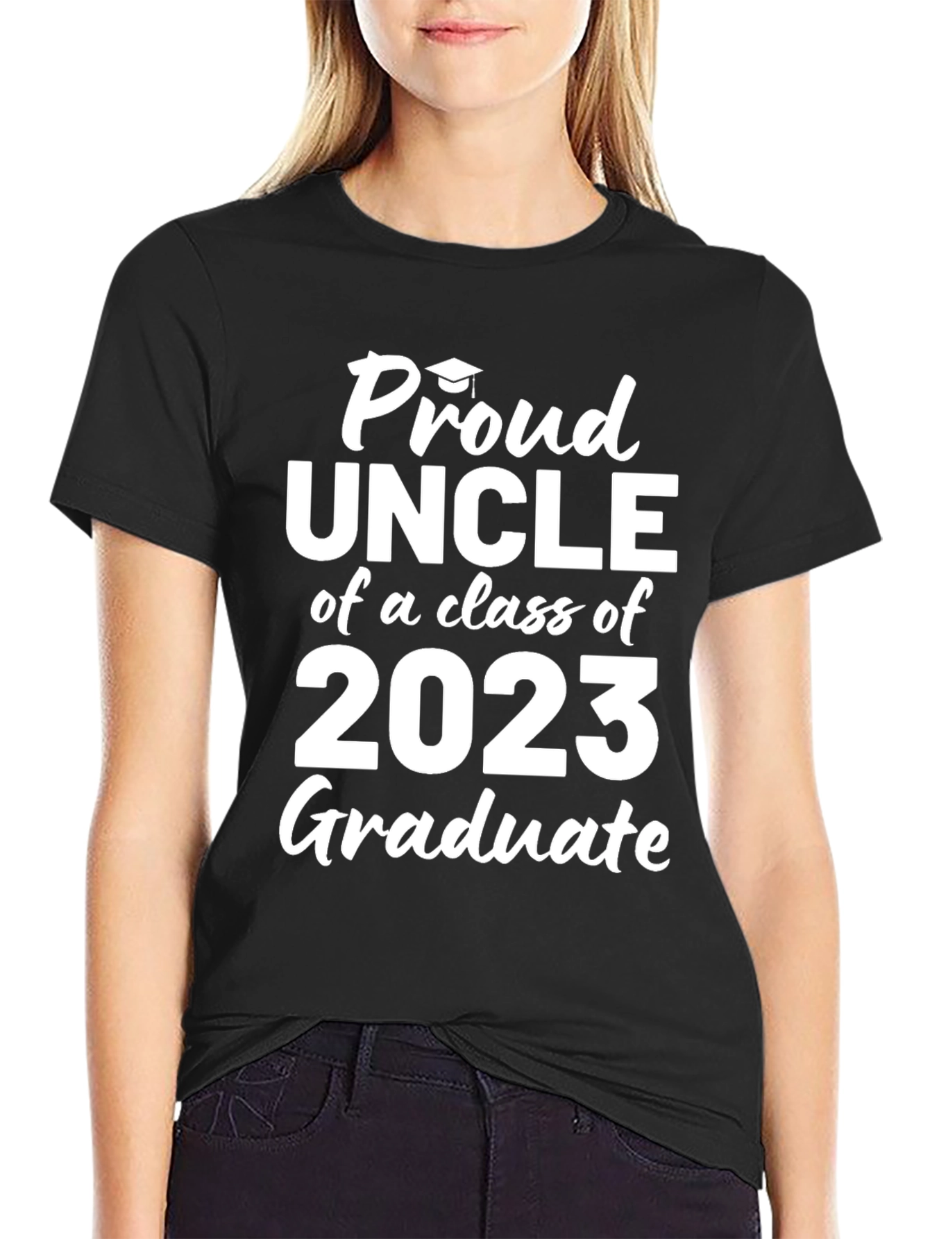 Black Proud Uncle Class of 2023 Graduate T-Shirt view 2