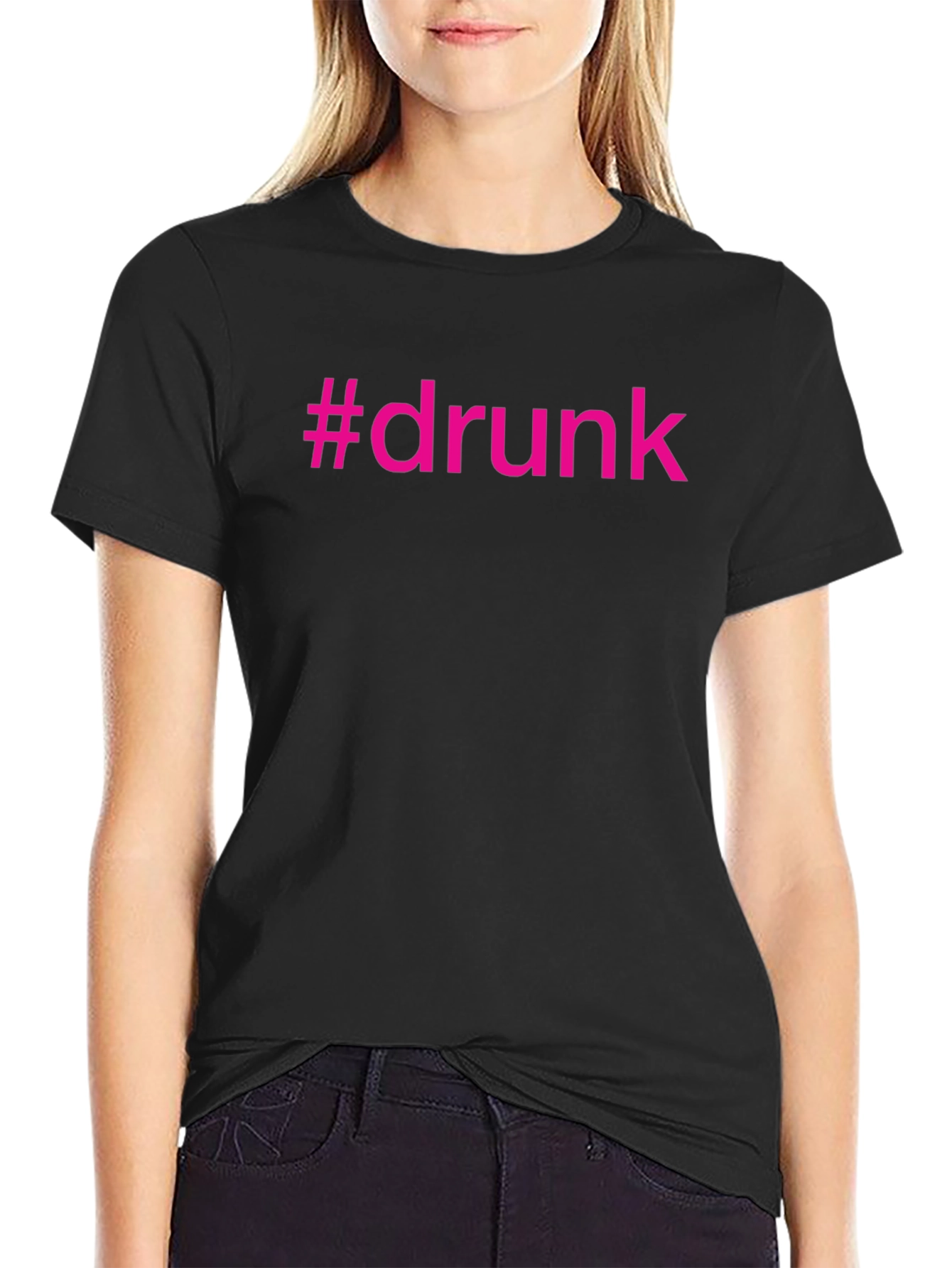 Black #Drunk Graphic Tee - Funny Party T-Shirt view 2