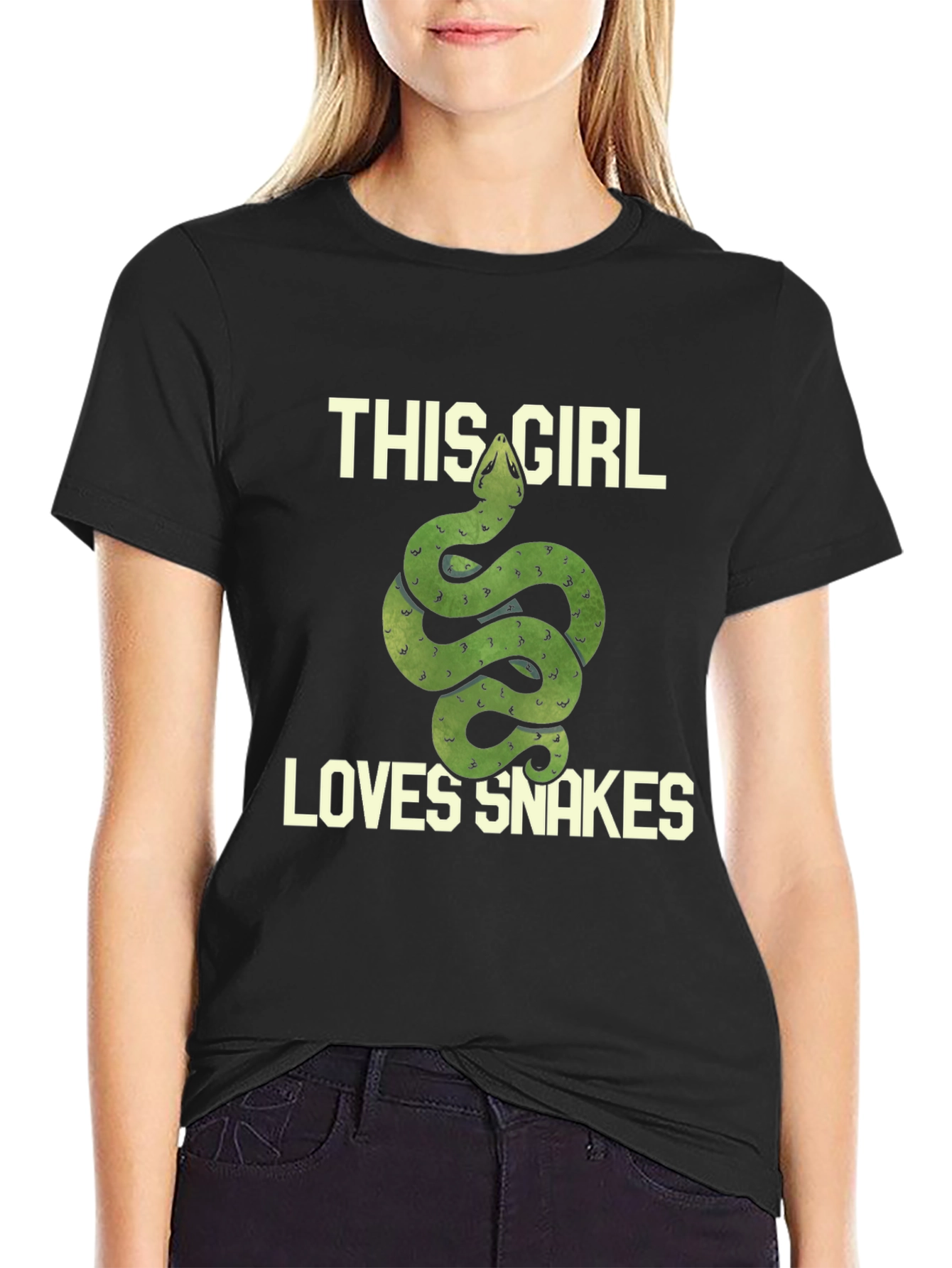 Black This Girl Loves Snakes T-Shirt view 2