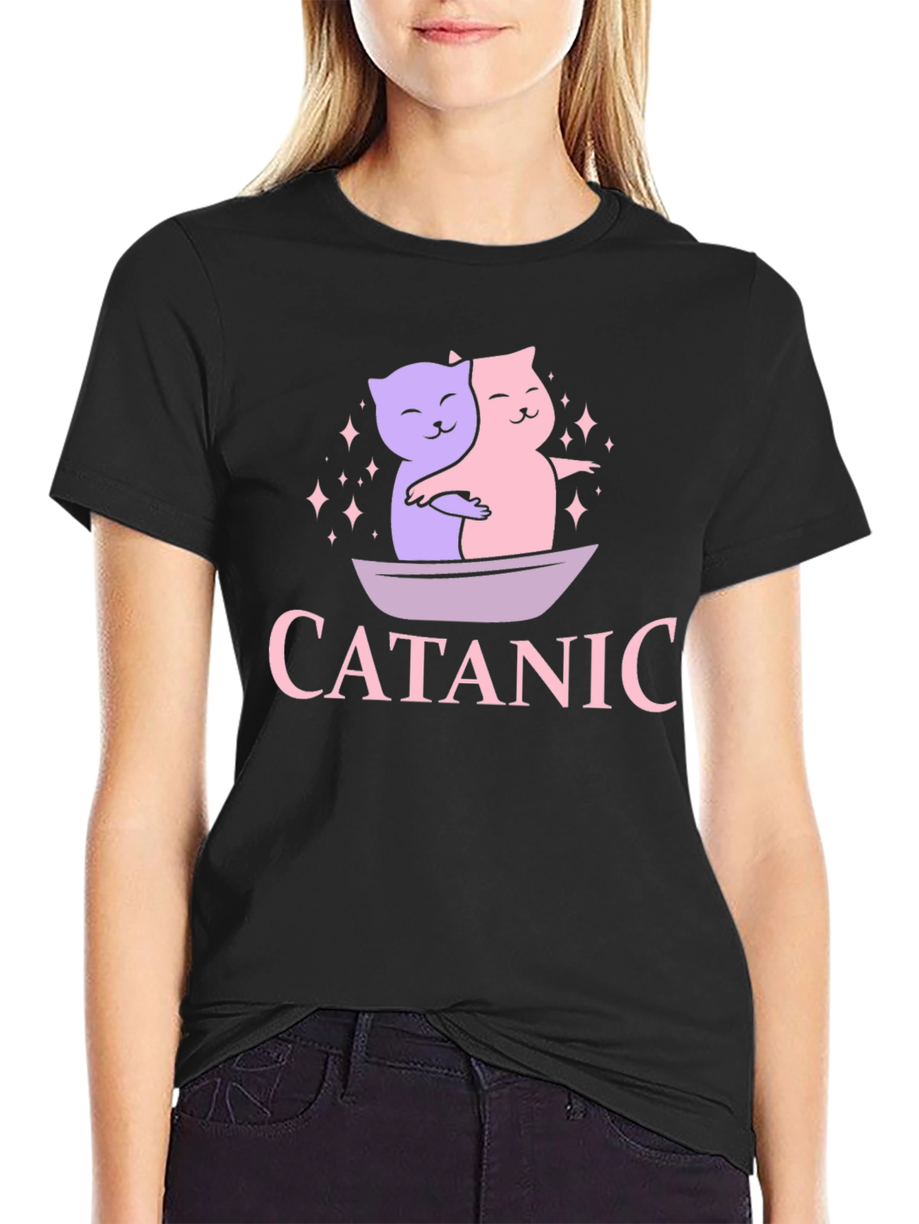Black Cat Lovers T-Shirt: Titanic Theme view 2