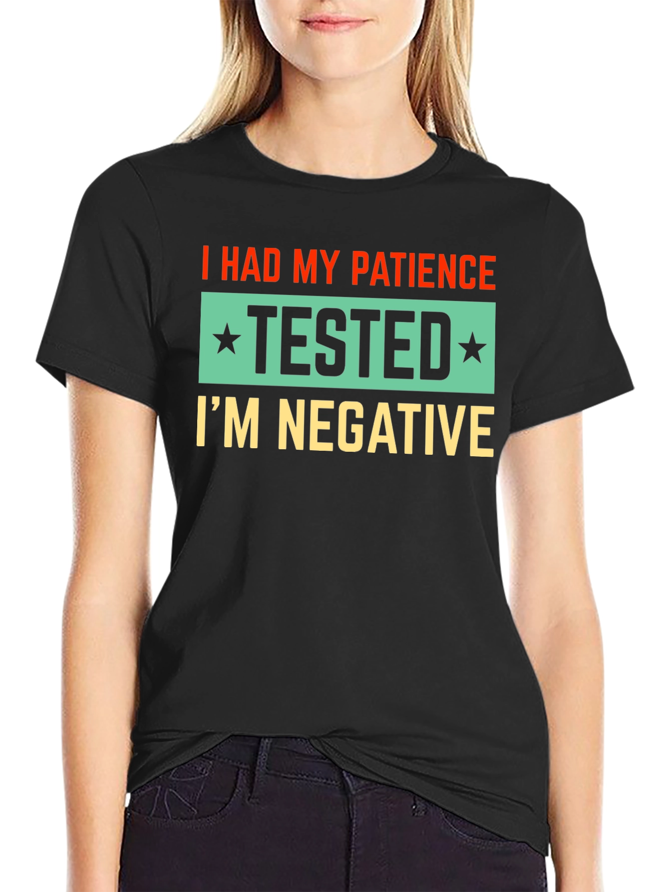 Black Patience Tested Negative Novelty T-Shirt view 2