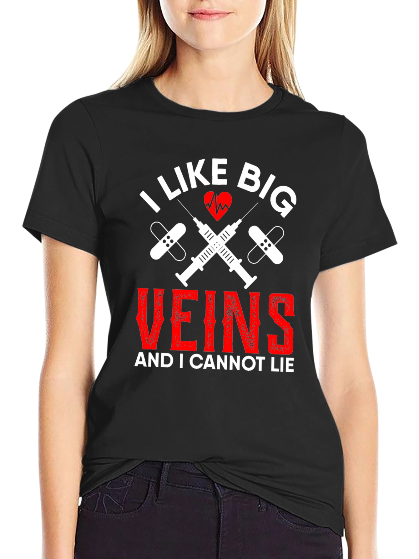 Black I Like Big Veins Funny Nurse T-Shirt view 2