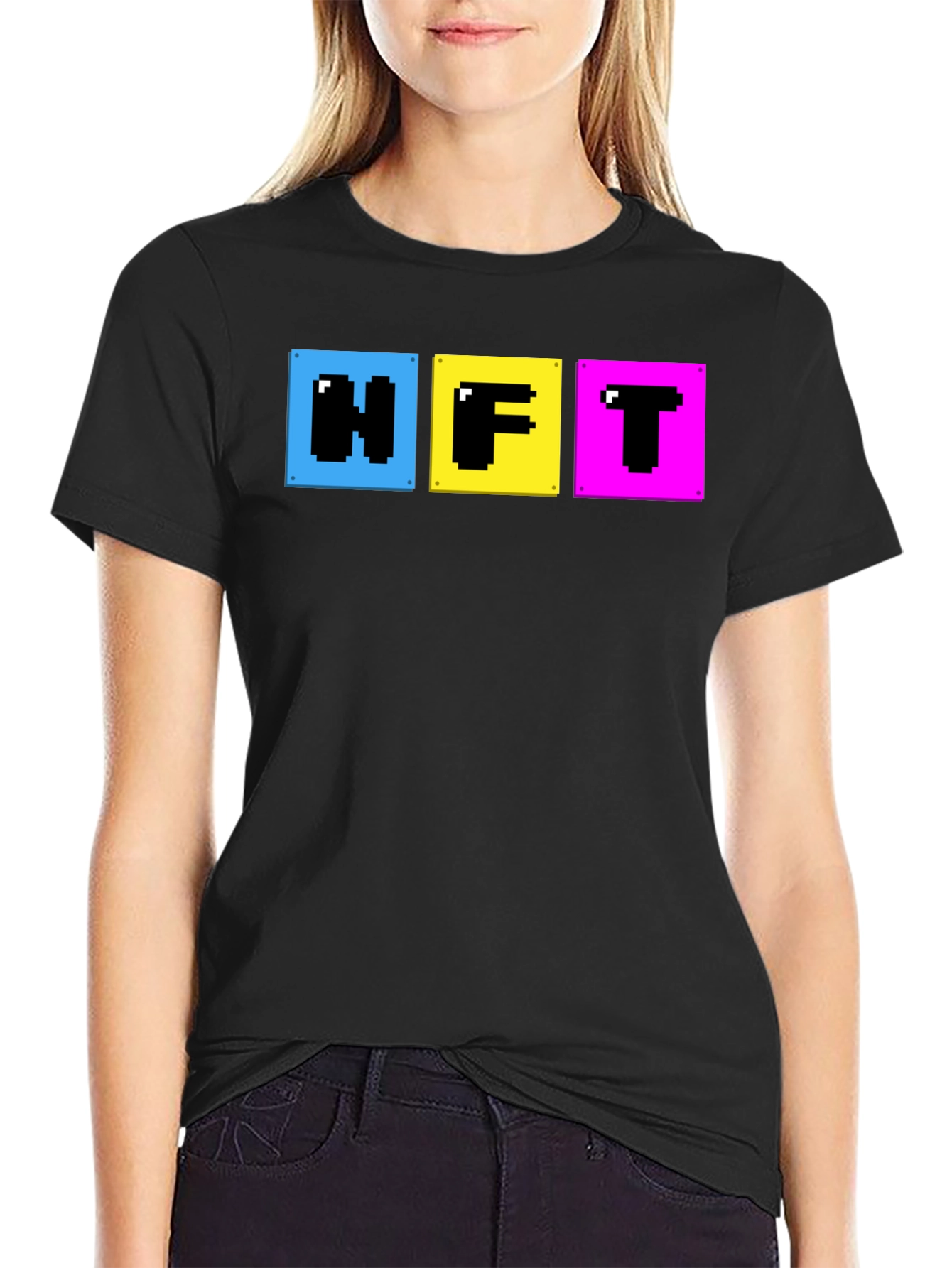 Black Pixelated NFT T-Shirt - Crypto Art Fashion view 2