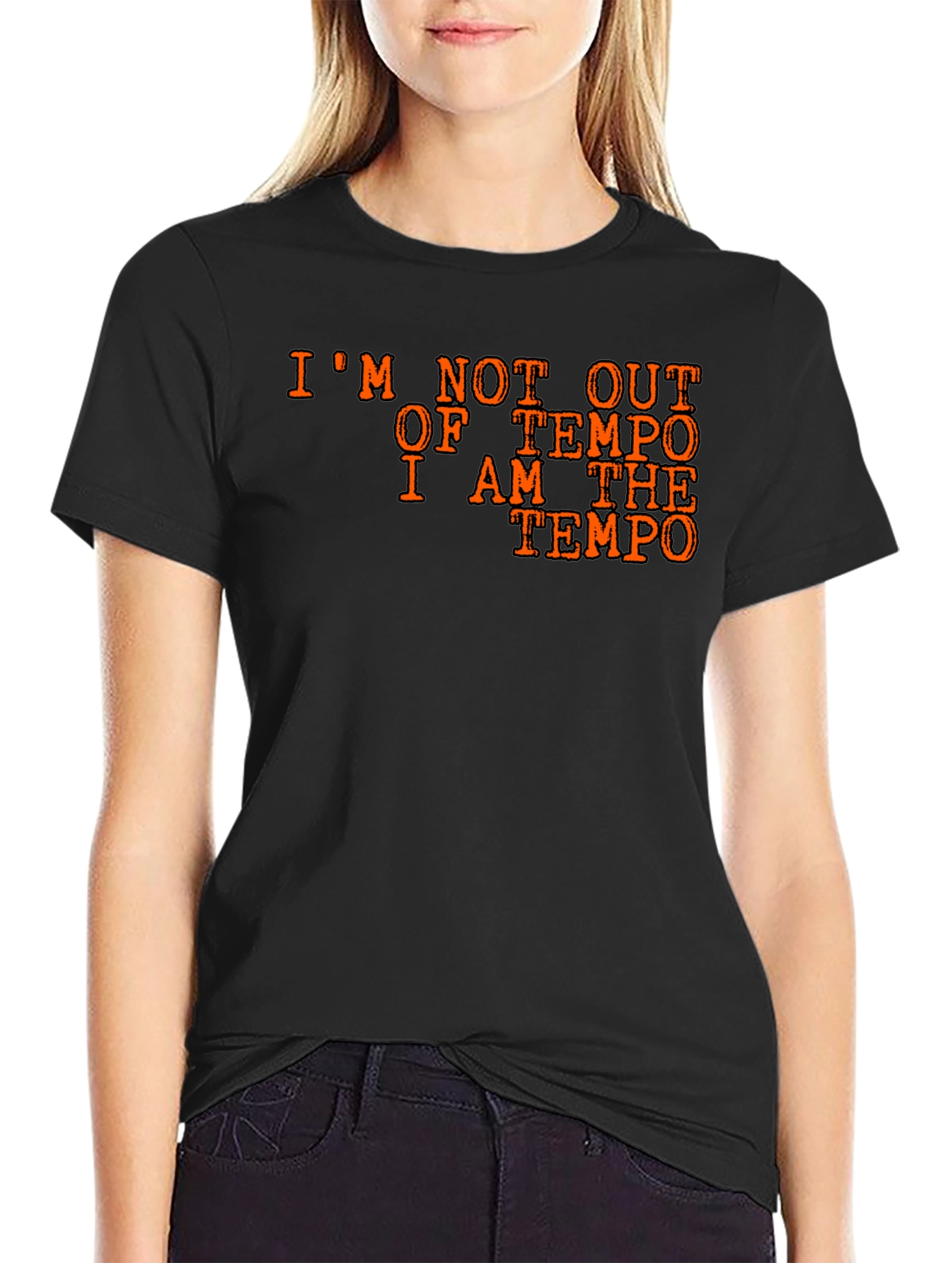 Black I Am The Tempo Black Cotton T-Shirt view 2