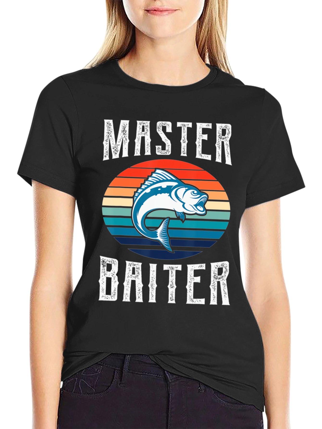 Black Master Baiter Fishing Graphic T-Shirt view 2