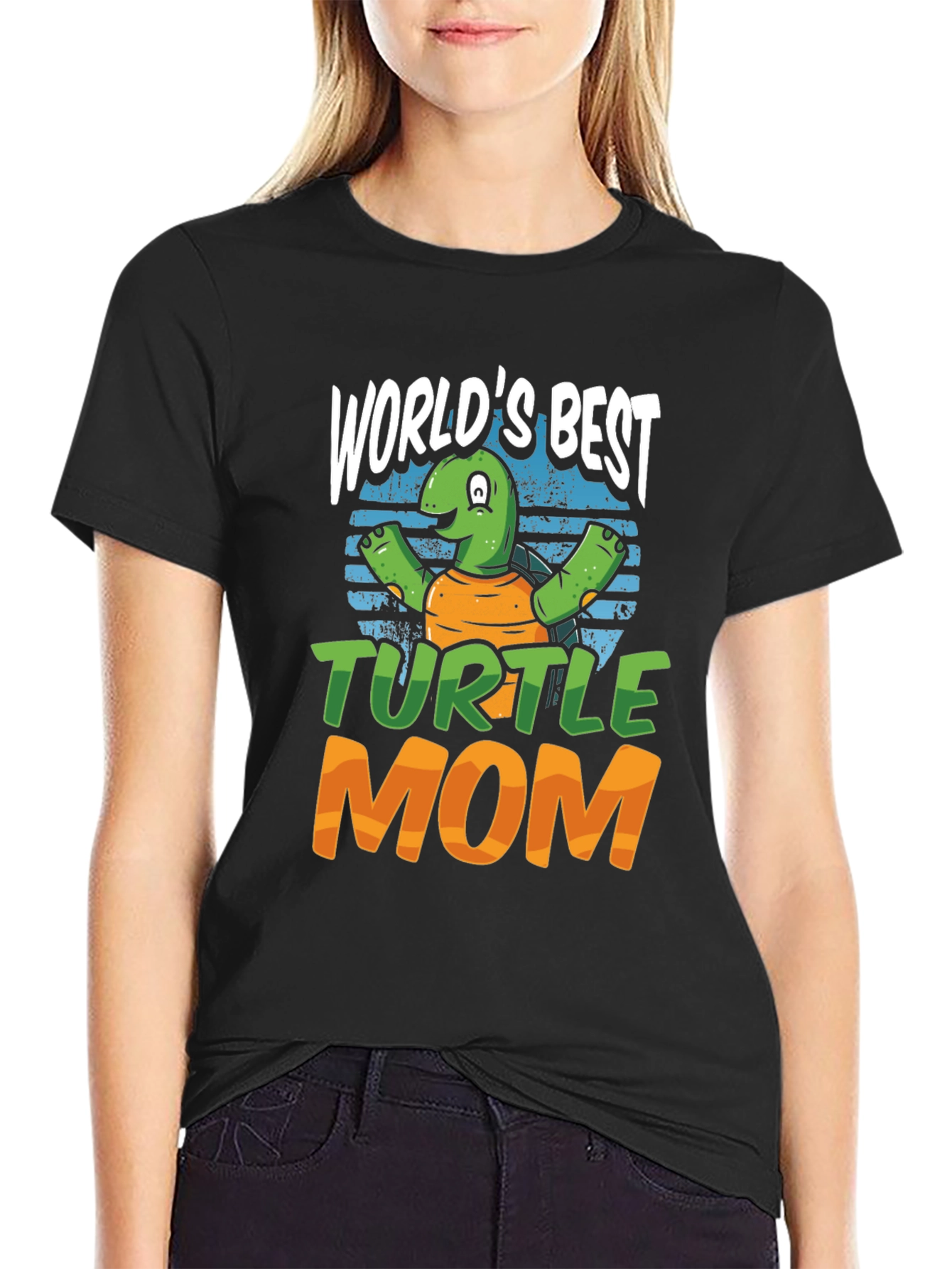 Black World's Best Turtle Mom T-Shirt view 2