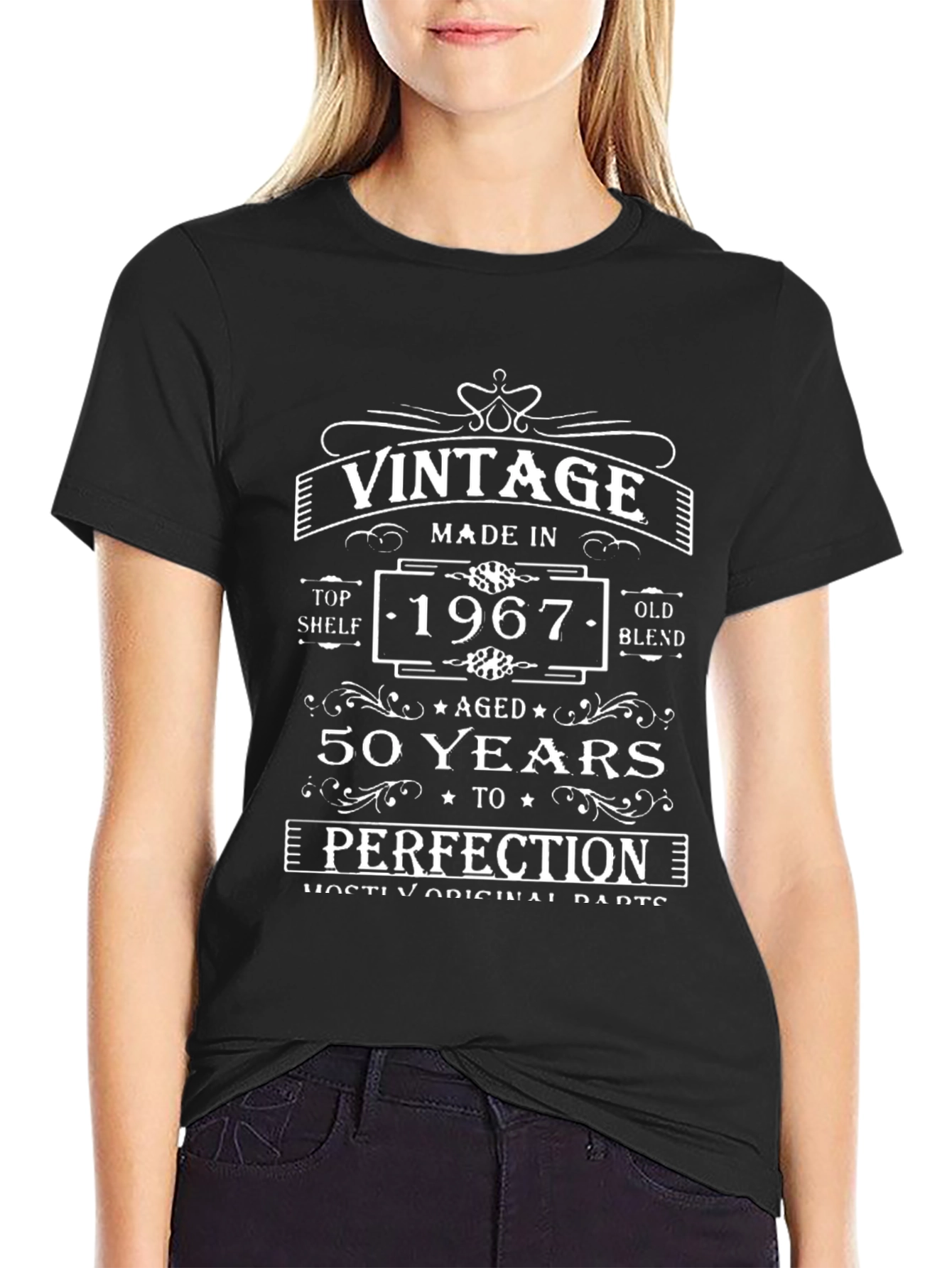 Black Vintage 1967 Aged 50 Years to Perfection T-Shirt view 2