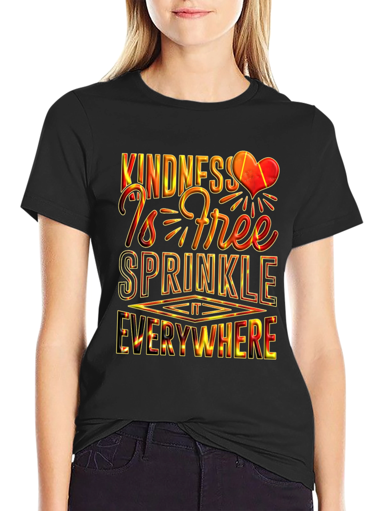 Black Kindness is Free Graphic T-Shirt view 2